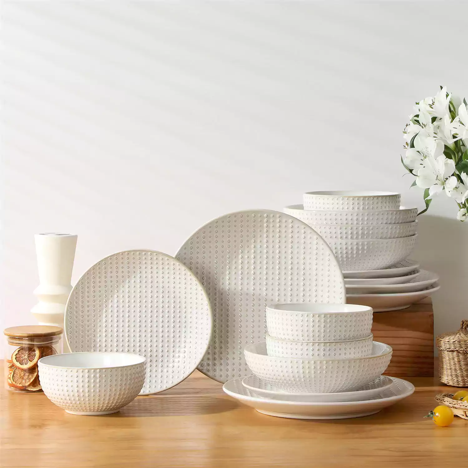 Lydia 16 Piece Antique White Dinnerware Set - Image 45