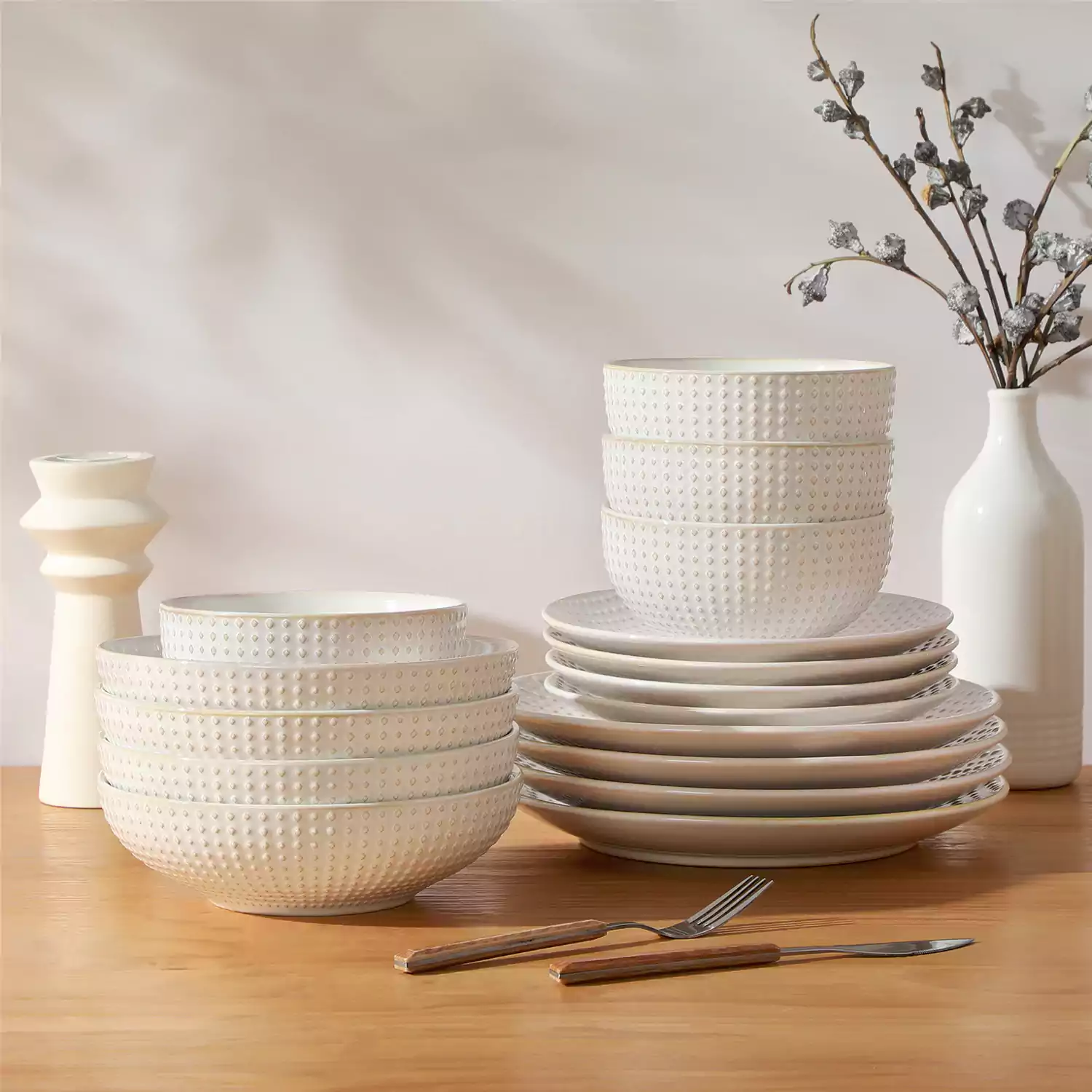 Lydia 16 Piece Antique White Dinnerware Set - Image 46