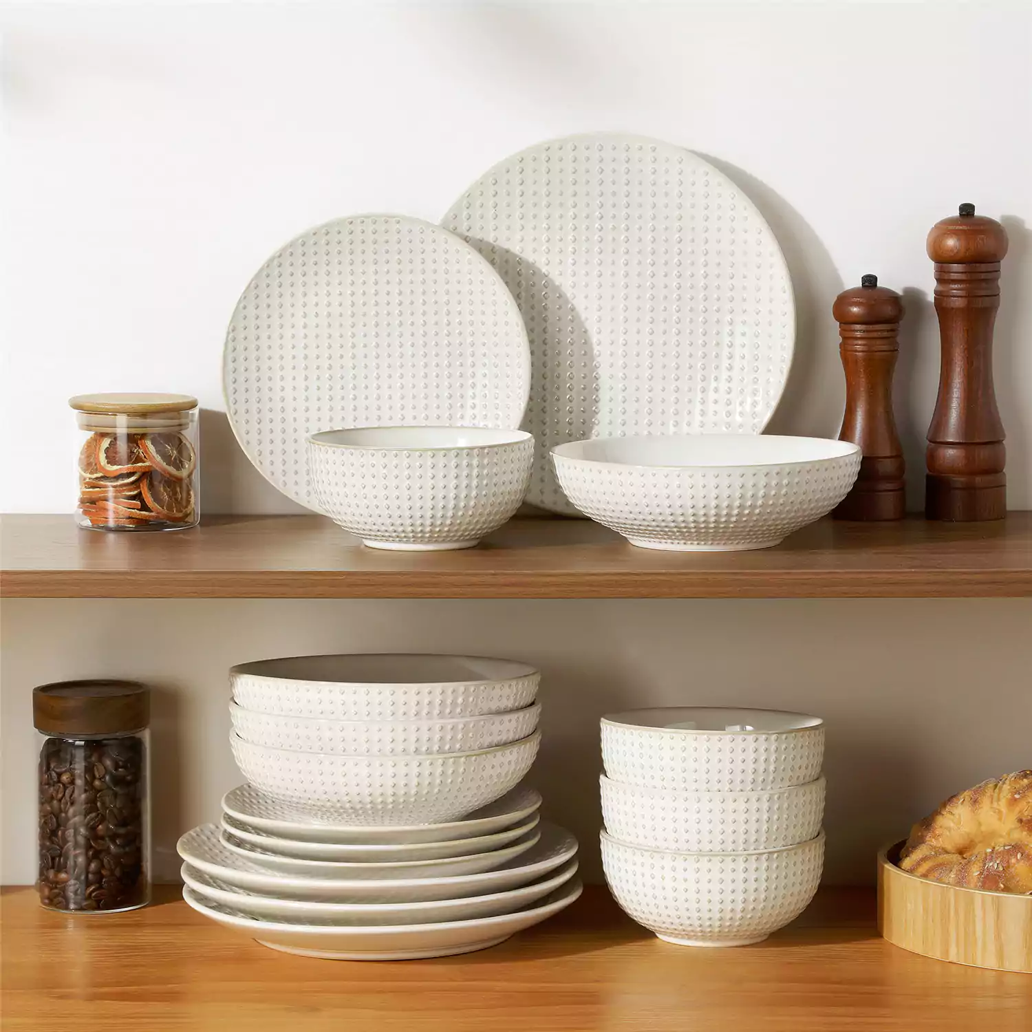Lydia 16 Piece Antique White Dinnerware Set - Image 48