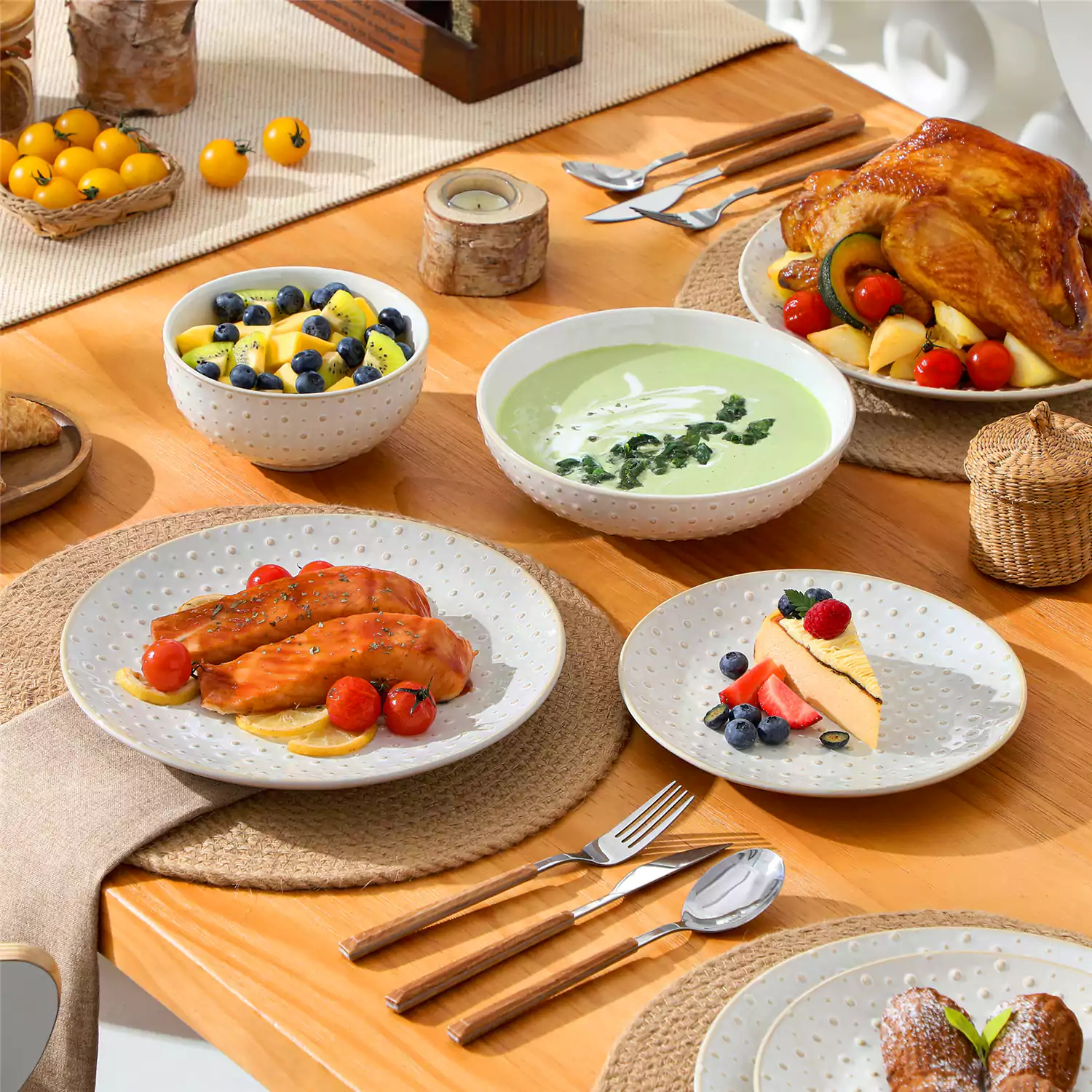 Lydia 16 Piece Antique White Dinnerware Set - Image 52