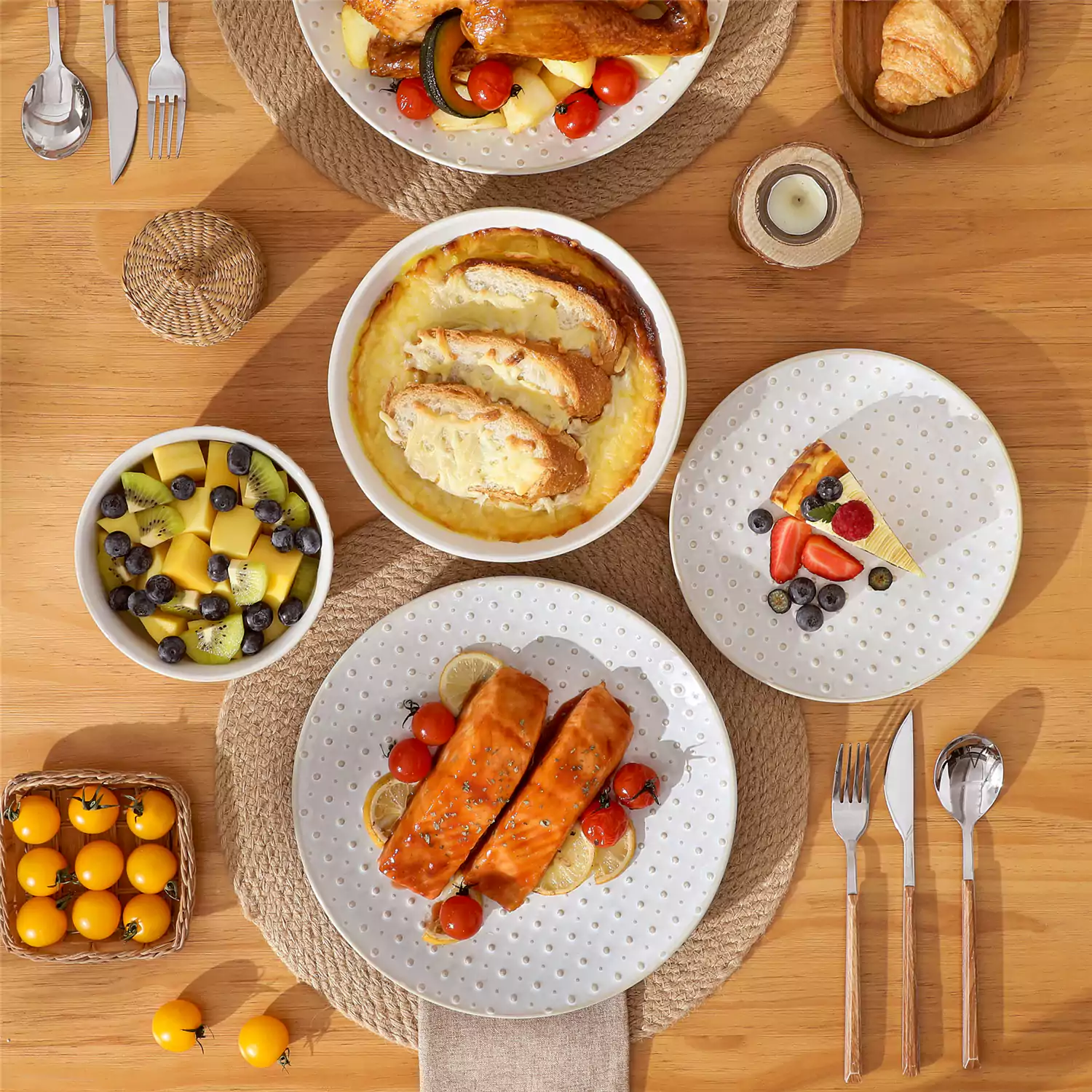 Lydia 16 Piece Antique White Dinnerware Set - Image 53