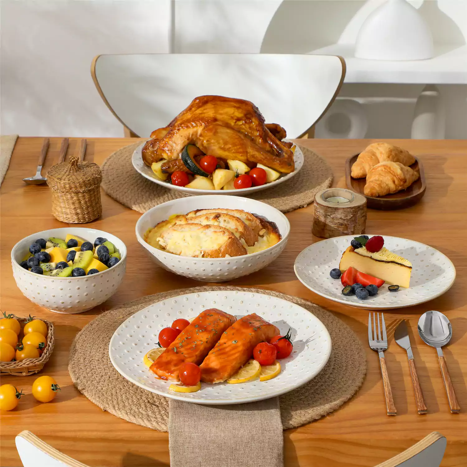 Lydia 16 Piece Antique White Dinnerware Set - Image 55