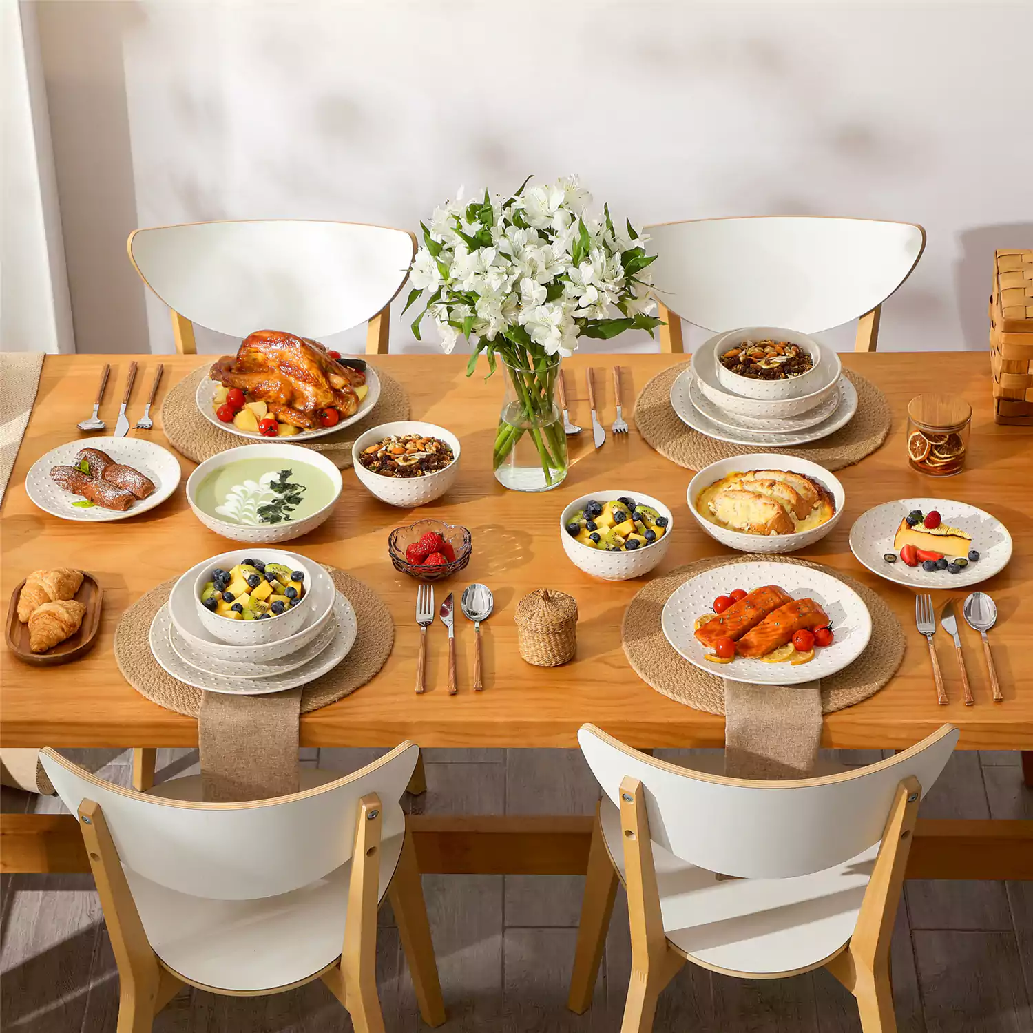 Lydia 16 Piece Antique White Dinnerware Set - Image 58