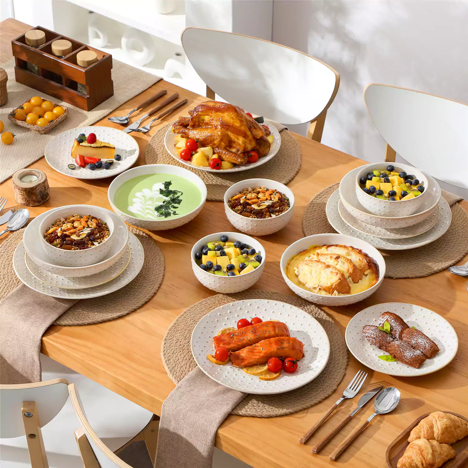 Lydia 16 Piece Antique White Dinnerware Set - Image 59