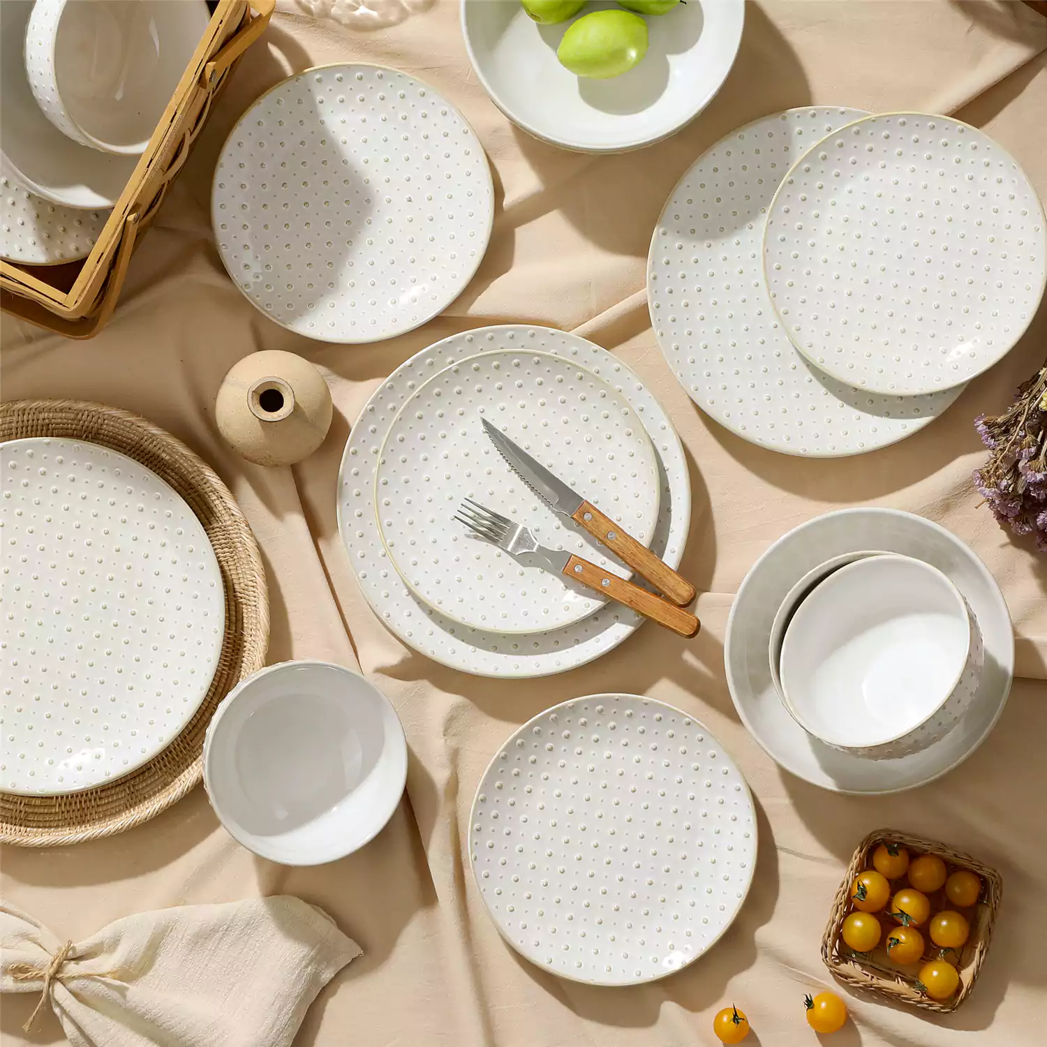 Lydia 16 Piece Antique White Dinnerware Set - Image 60