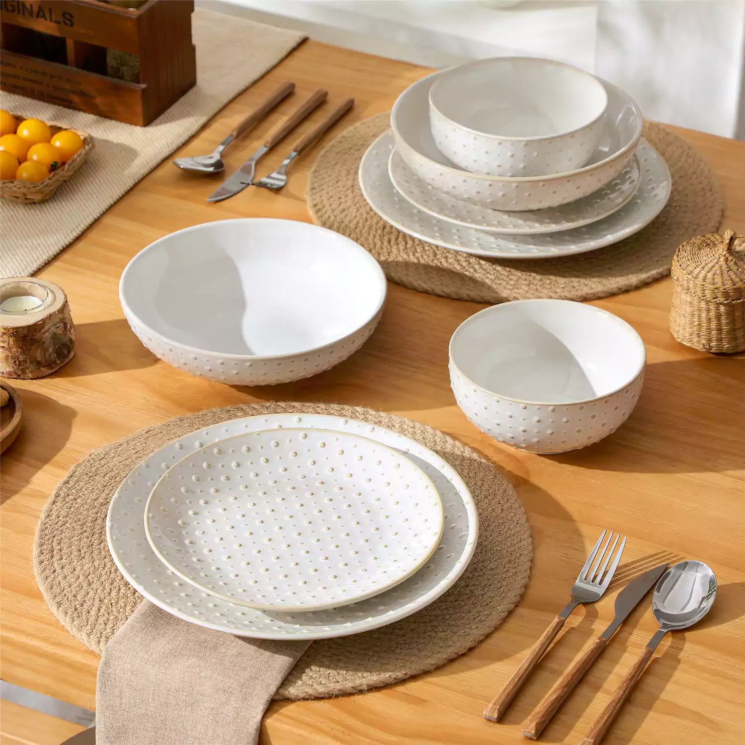Lydia 16 Piece Antique White Dinnerware Set - Image 61