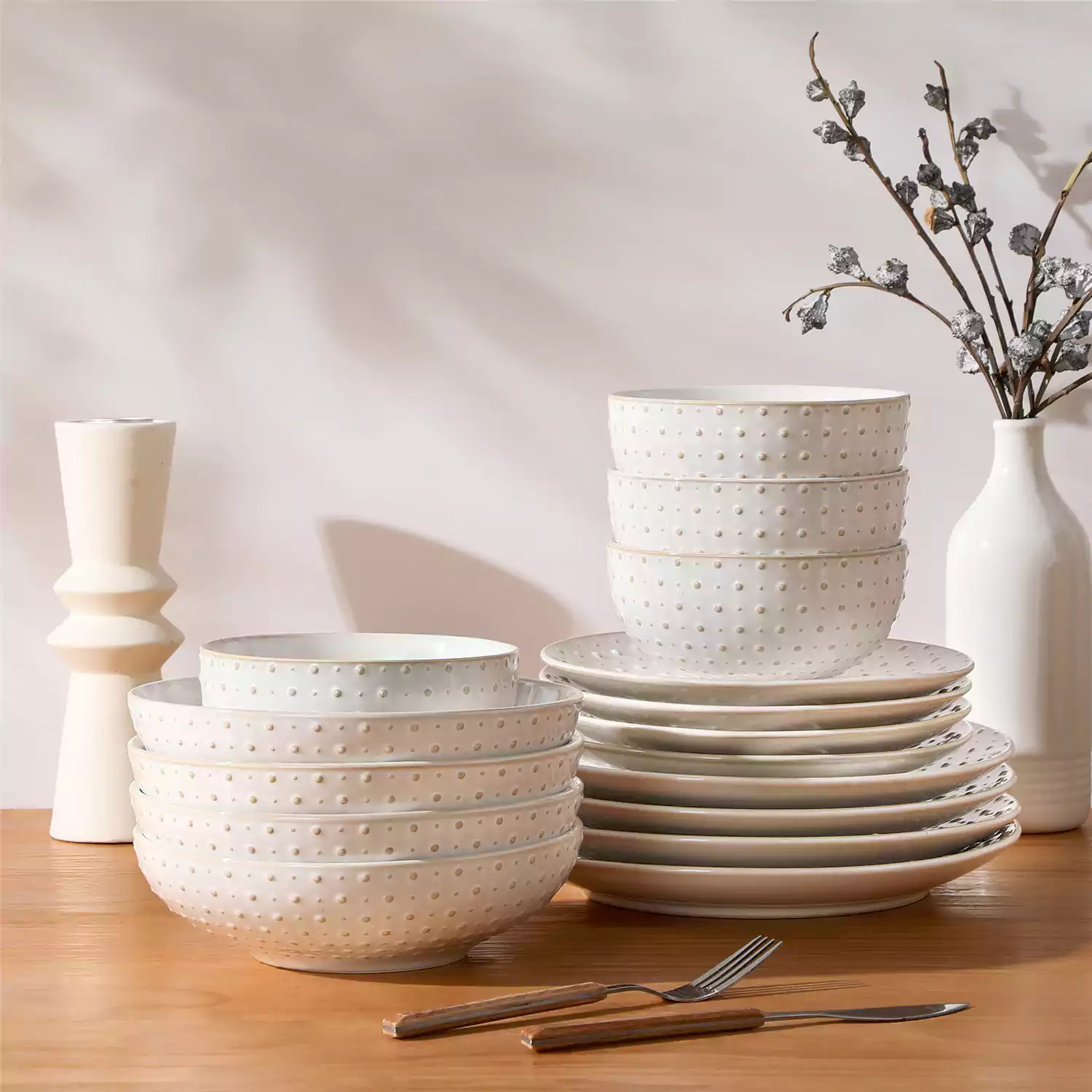 Lydia 16 Piece Antique White Dinnerware Set - Image 67