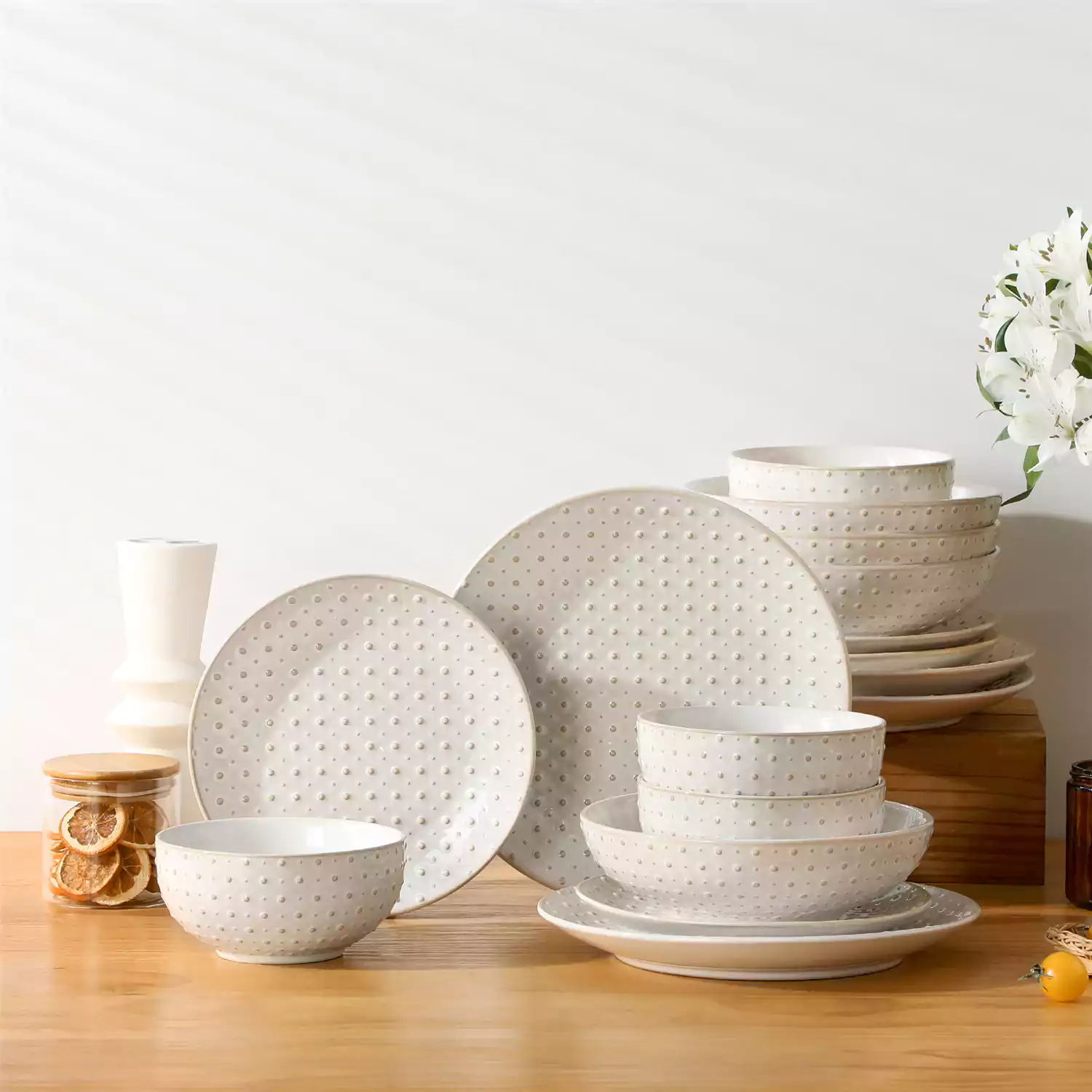 Lydia 16 Piece Antique White Dinnerware Set - Image 68