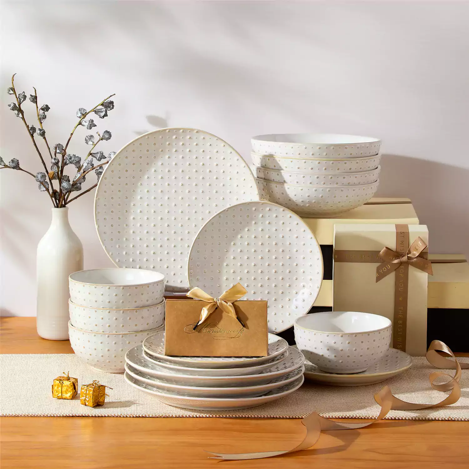 Lydia 16 Piece Antique White Dinnerware Set - Image 69
