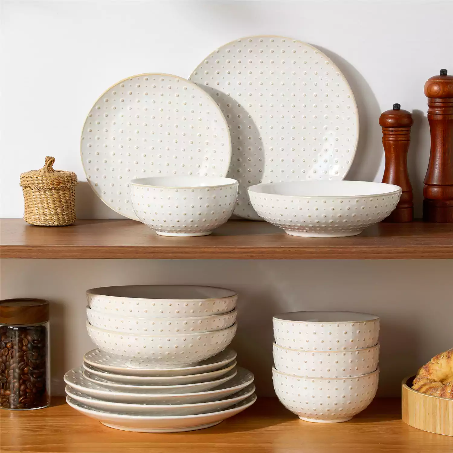 Lydia 16 Piece Antique White Dinnerware Set - Image 70