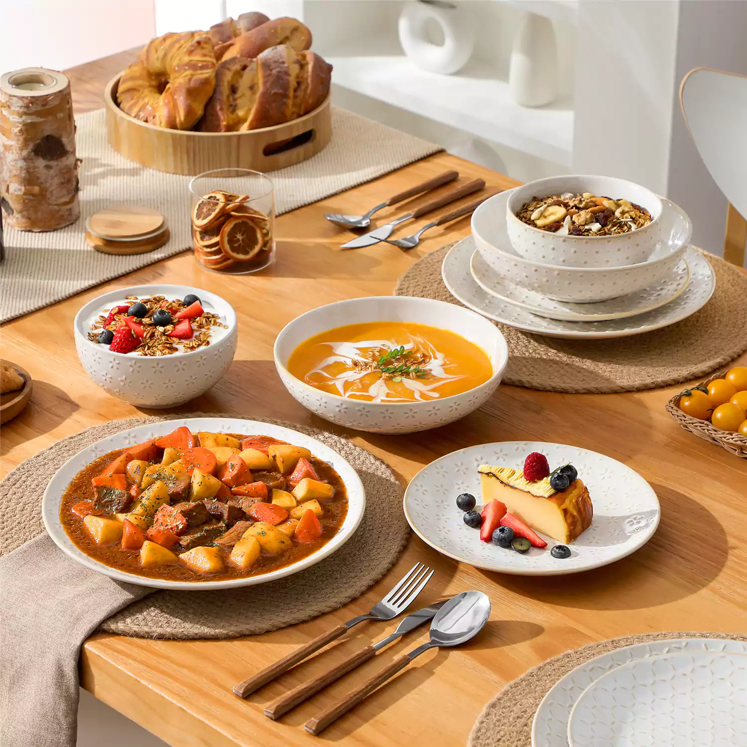 Lydia 16 Piece Antique White Dinnerware Set - Image 74
