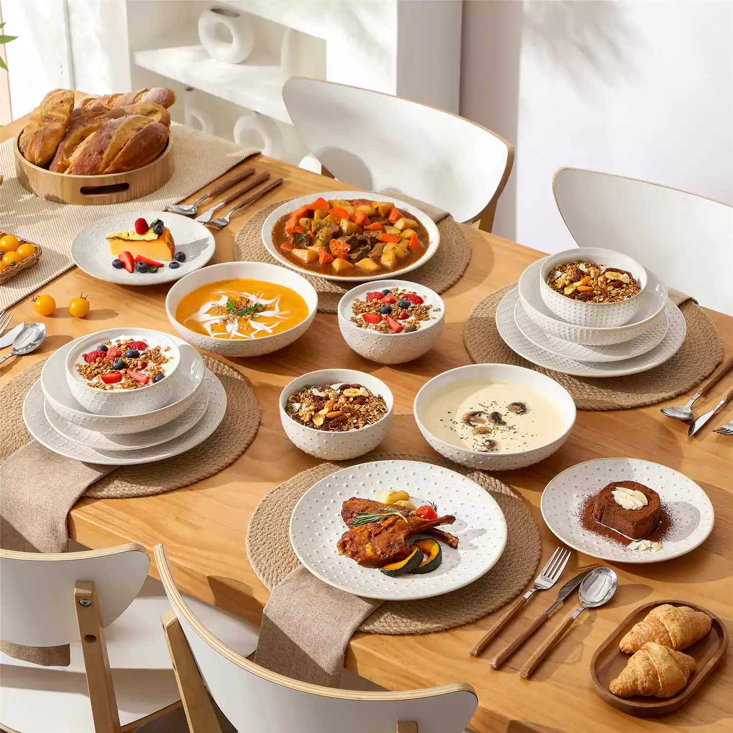 Lydia 16 Piece Antique White Dinnerware Set - Image 79