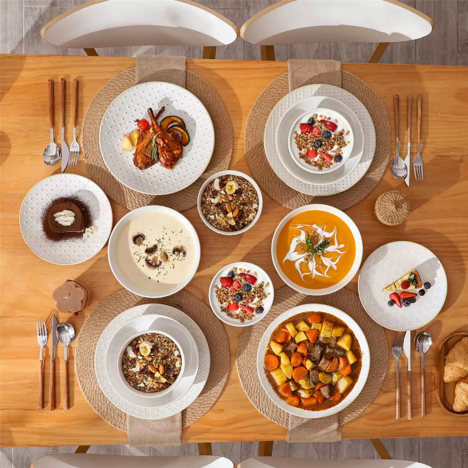 Lydia 16 Piece Antique White Dinnerware Set - Image 80