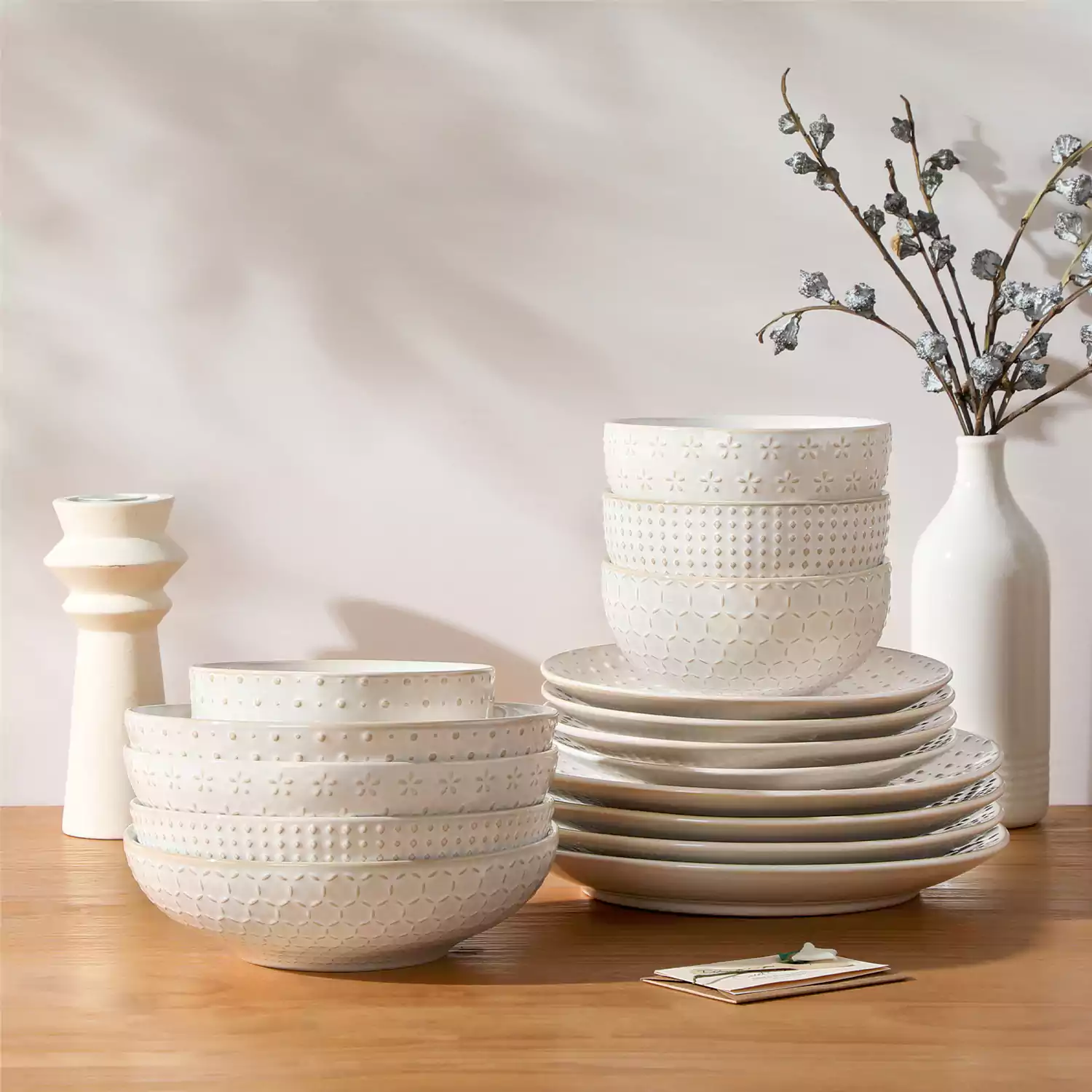 Lydia 16 Piece Antique White Dinnerware Set - Image 86