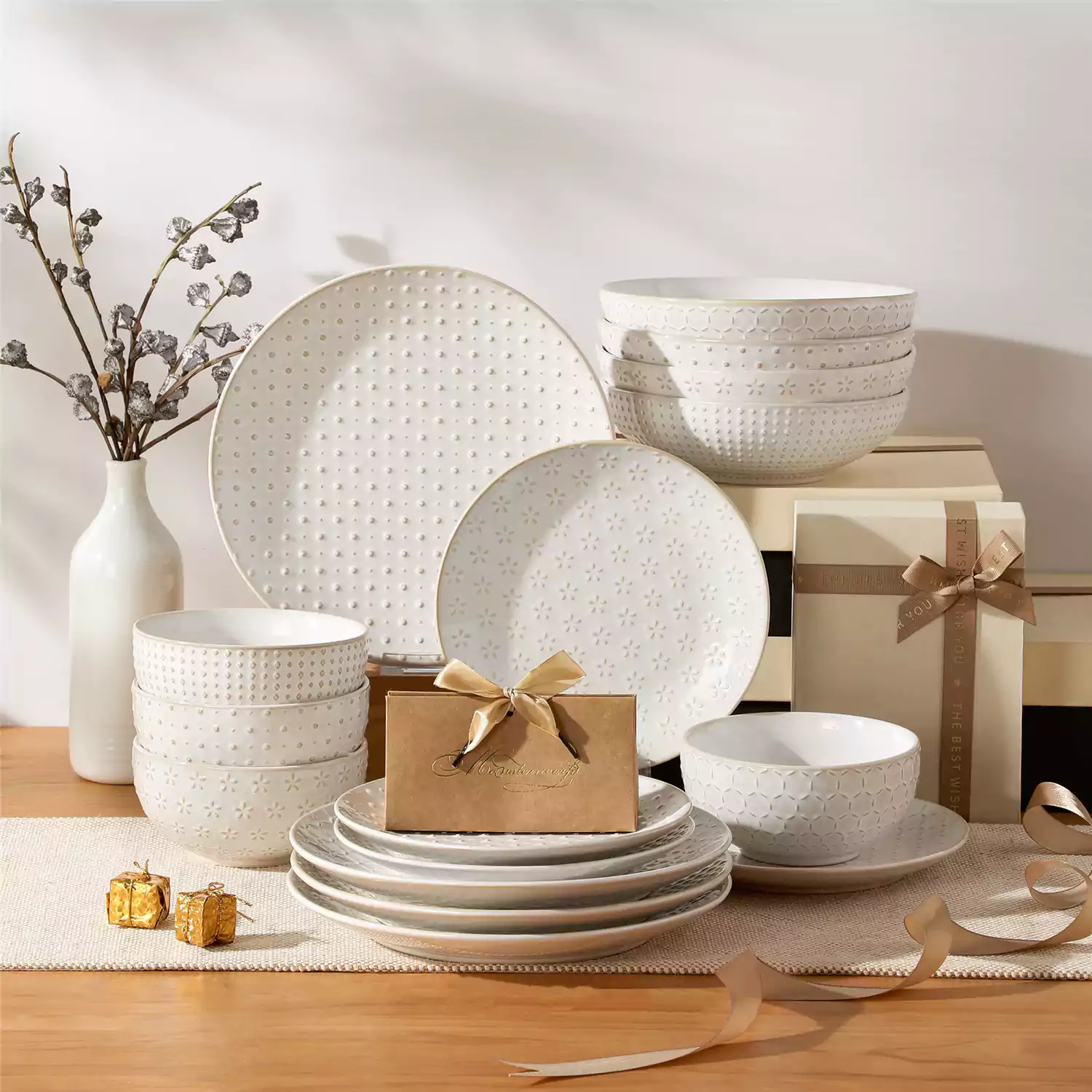 Lydia 16 Piece Antique White Dinnerware Set - Image 88
