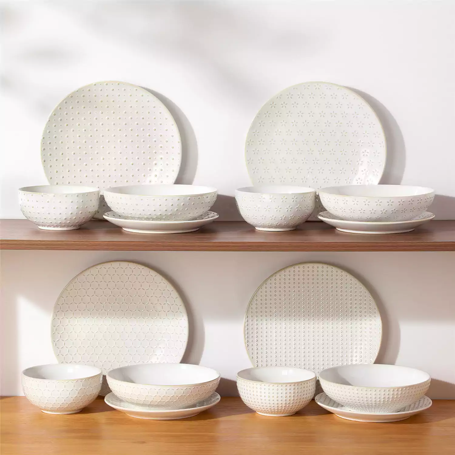 Lydia 16 Piece Antique White Dinnerware Set - Image 89