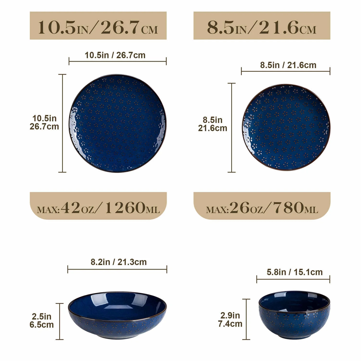 Lydia 16 Piece Starry Blue Dinnerware Set - Image 13