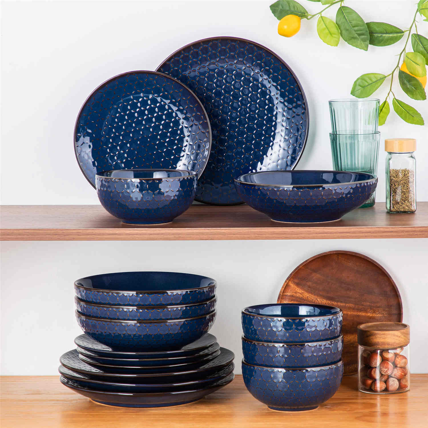 Lydia 16 Piece Starry Blue Dinnerware Set - Image 24