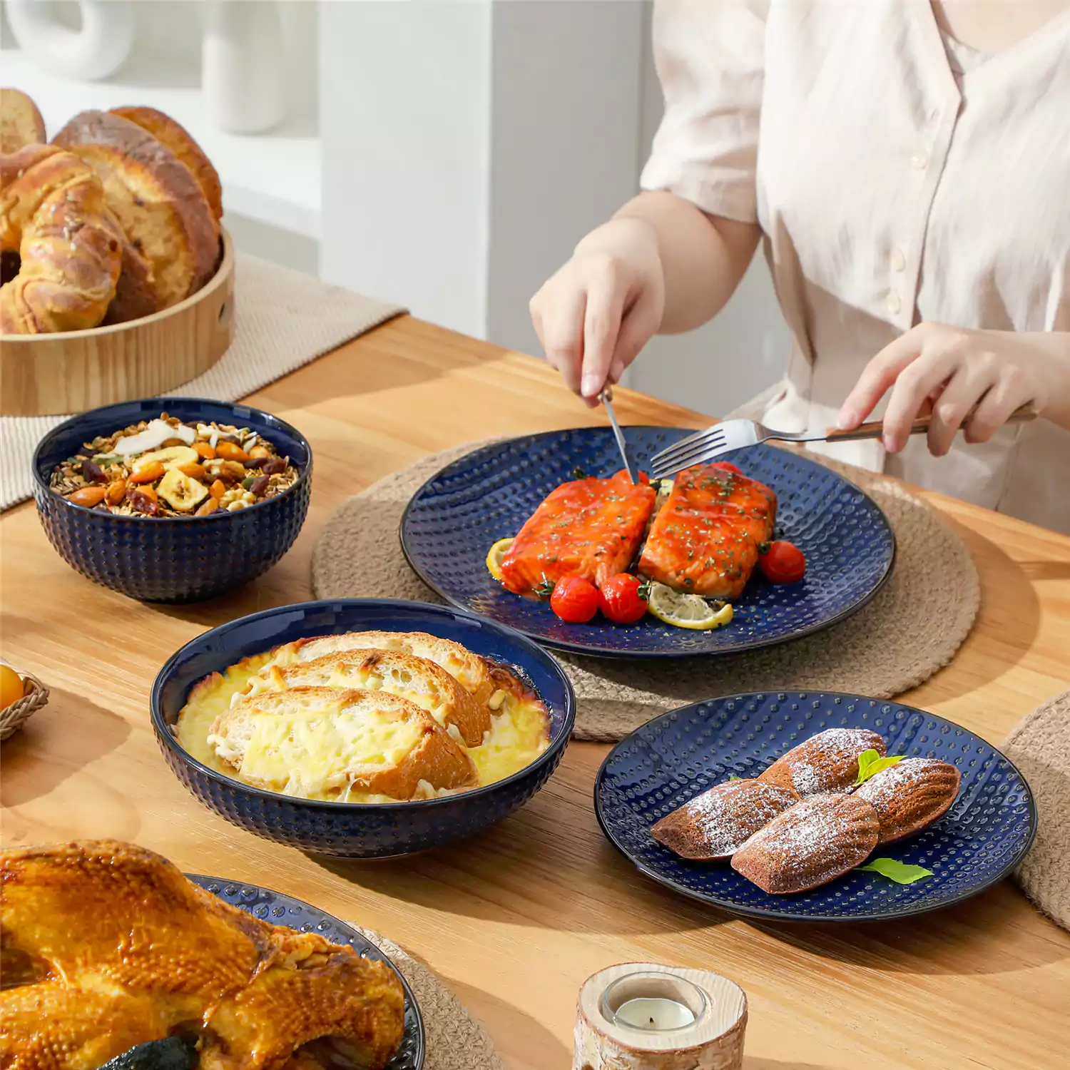 Lydia 16 Piece Starry Blue Dinnerware Set - Image 33
