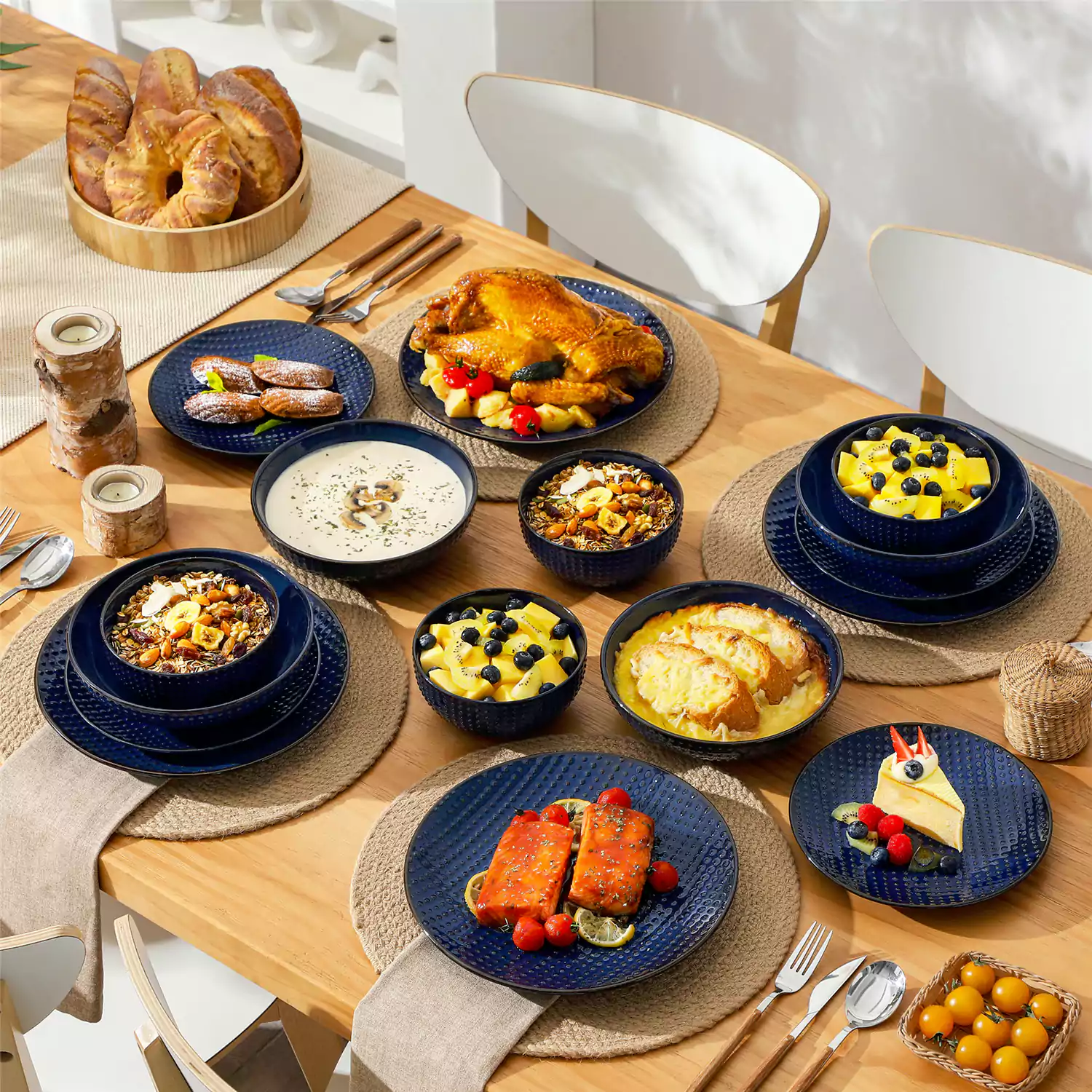 Lydia 16 Piece Starry Blue Dinnerware Set - Image 35