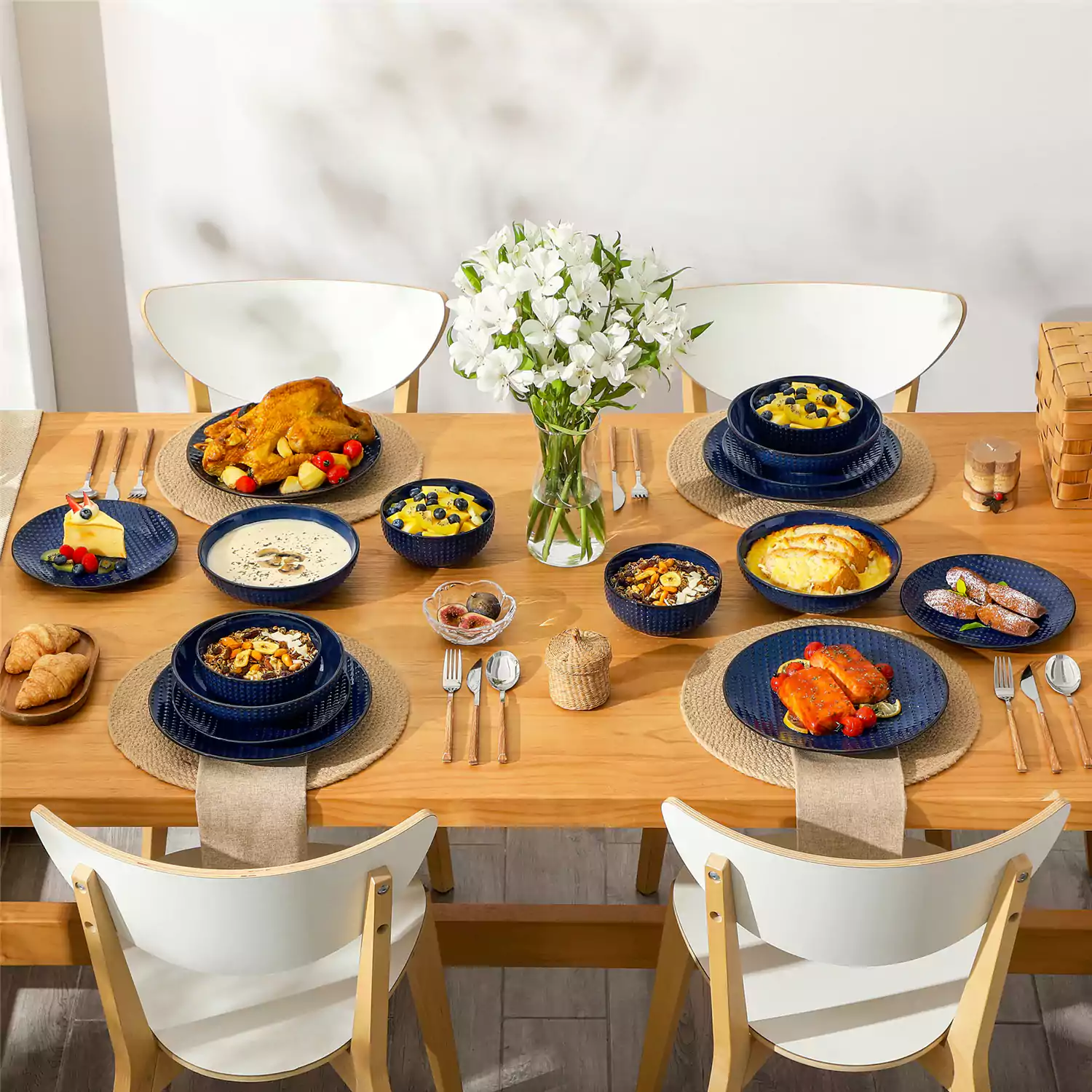 Lydia 16 Piece Starry Blue Dinnerware Set - Image 36