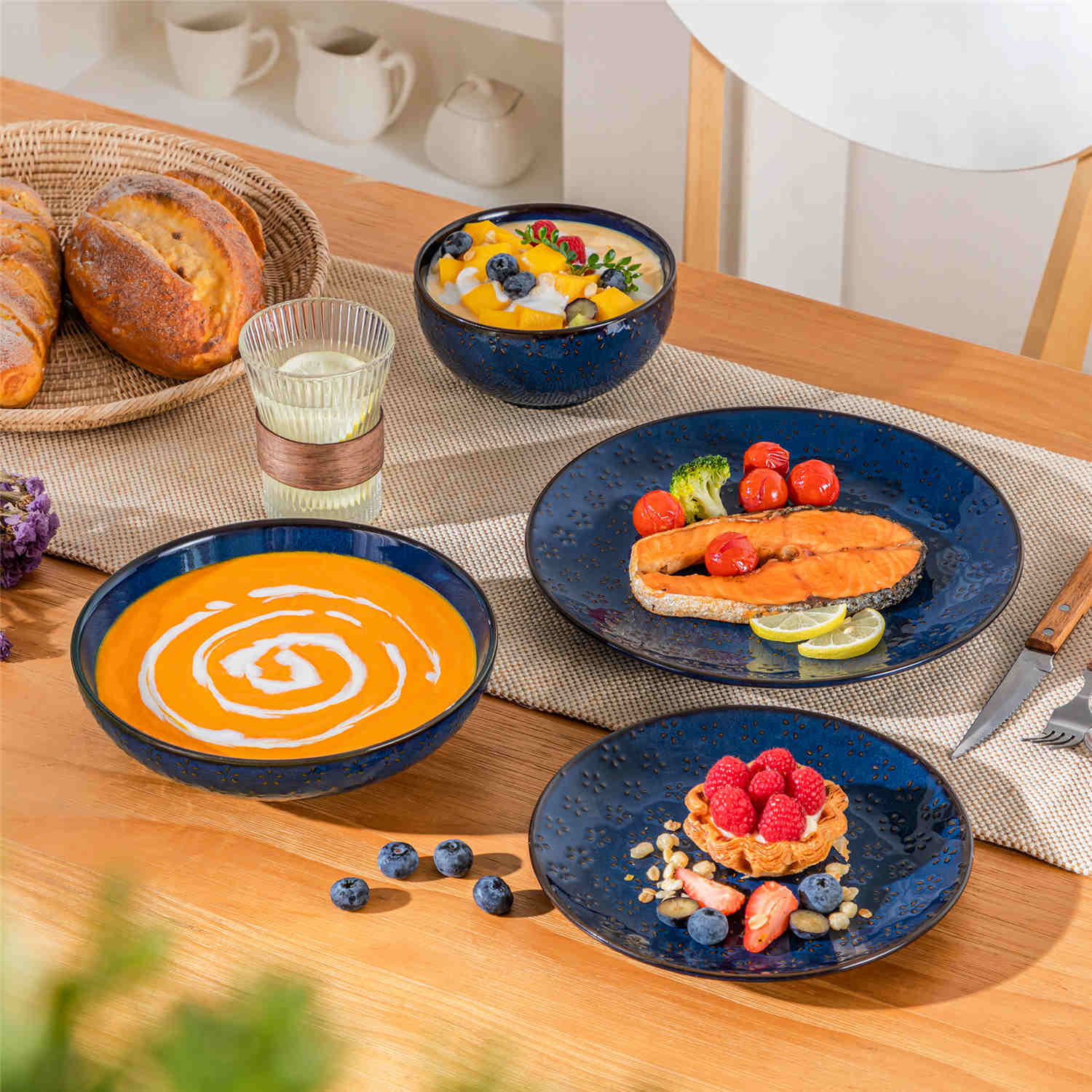 Lydia 16 Piece Starry Blue Dinnerware Set - Image 4