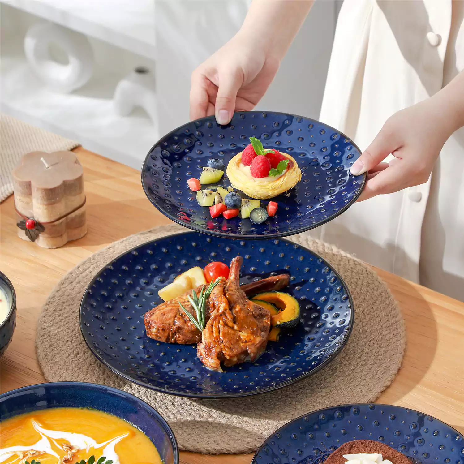Lydia 16 Piece Starry Blue Dinnerware Set - Image 59