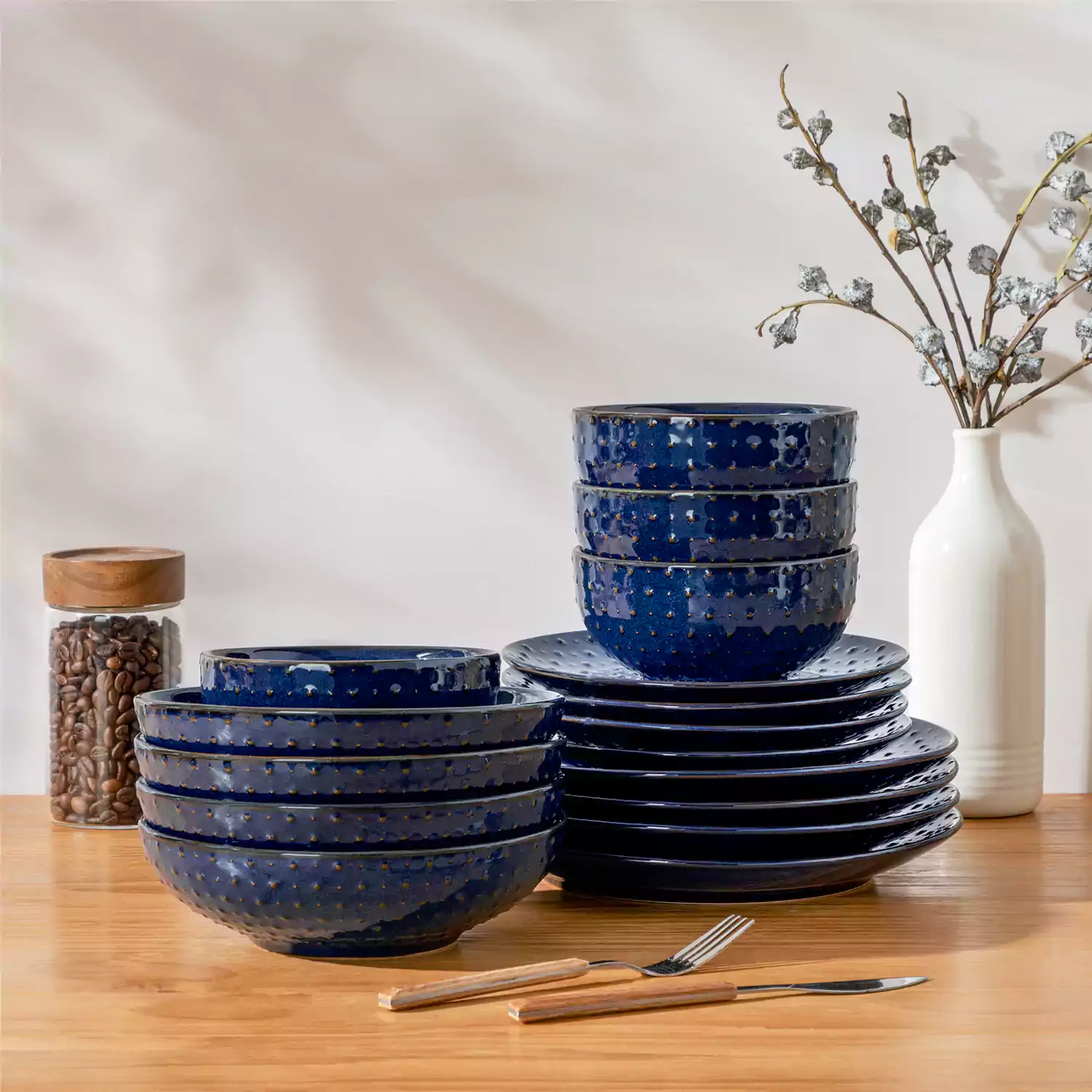 Lydia 16 Piece Starry Blue Dinnerware Set - Image 63