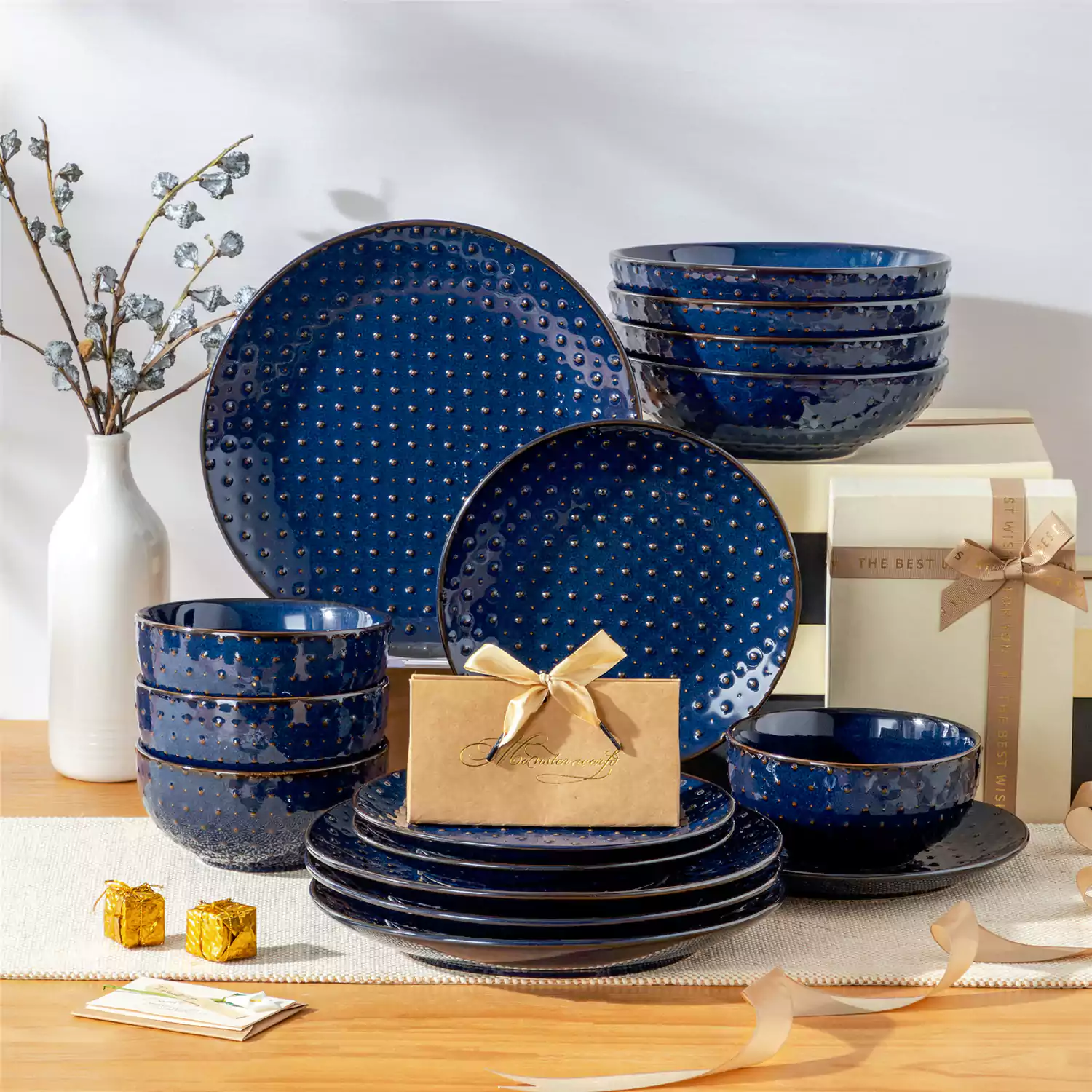 Lydia 16 Piece Starry Blue Dinnerware Set - Image 64