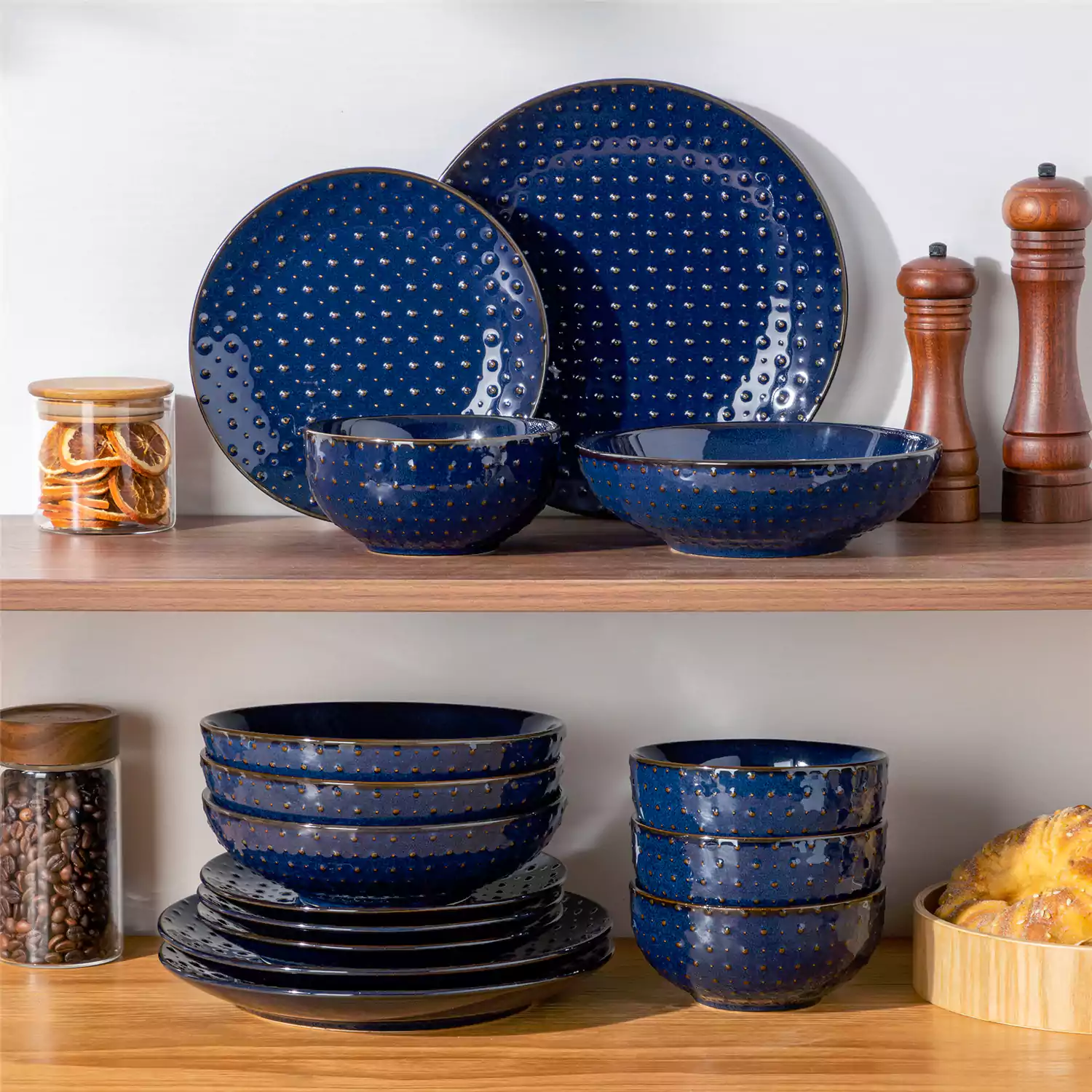 Lydia 16 Piece Starry Blue Dinnerware Set - Image 65