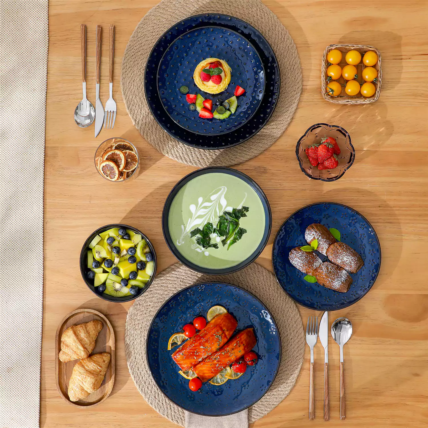 Lydia 16 Piece Starry Blue Dinnerware Set - Image 69