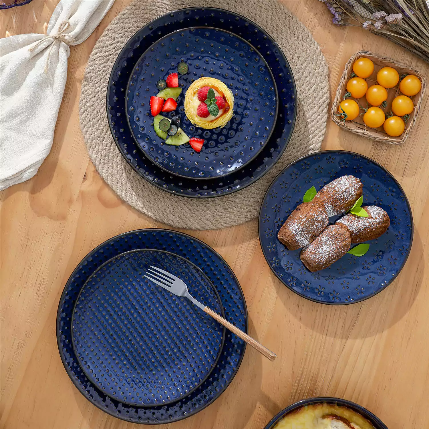 Lydia 16 Piece Starry Blue Dinnerware Set - Image 70