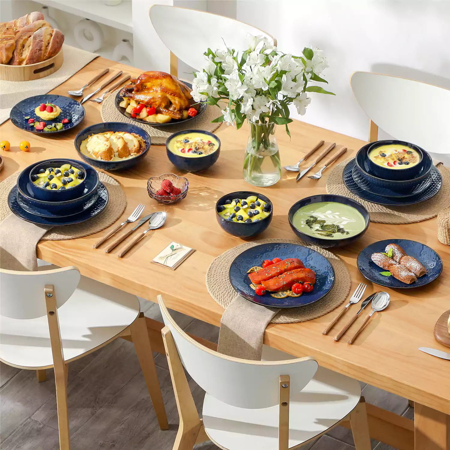 Lydia 16 Piece Starry Blue Dinnerware Set - Image 73