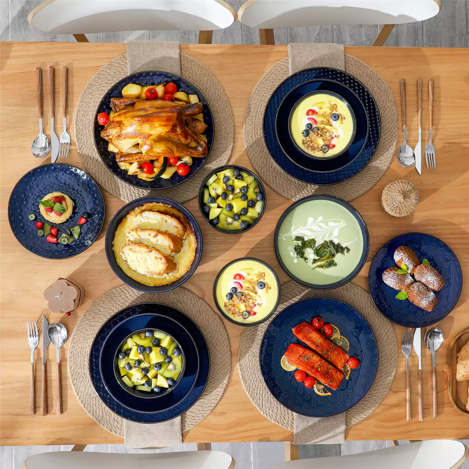 Lydia 16 Piece Starry Blue Dinnerware Set - Image 74