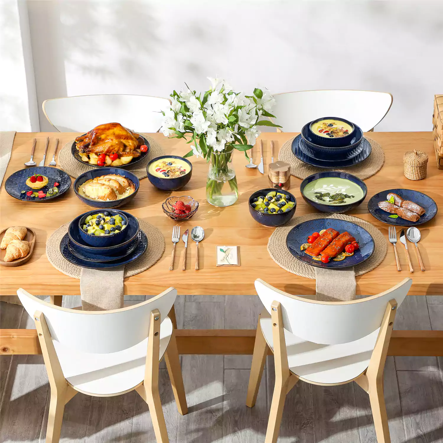 Lydia 16 Piece Starry Blue Dinnerware Set - Image 75