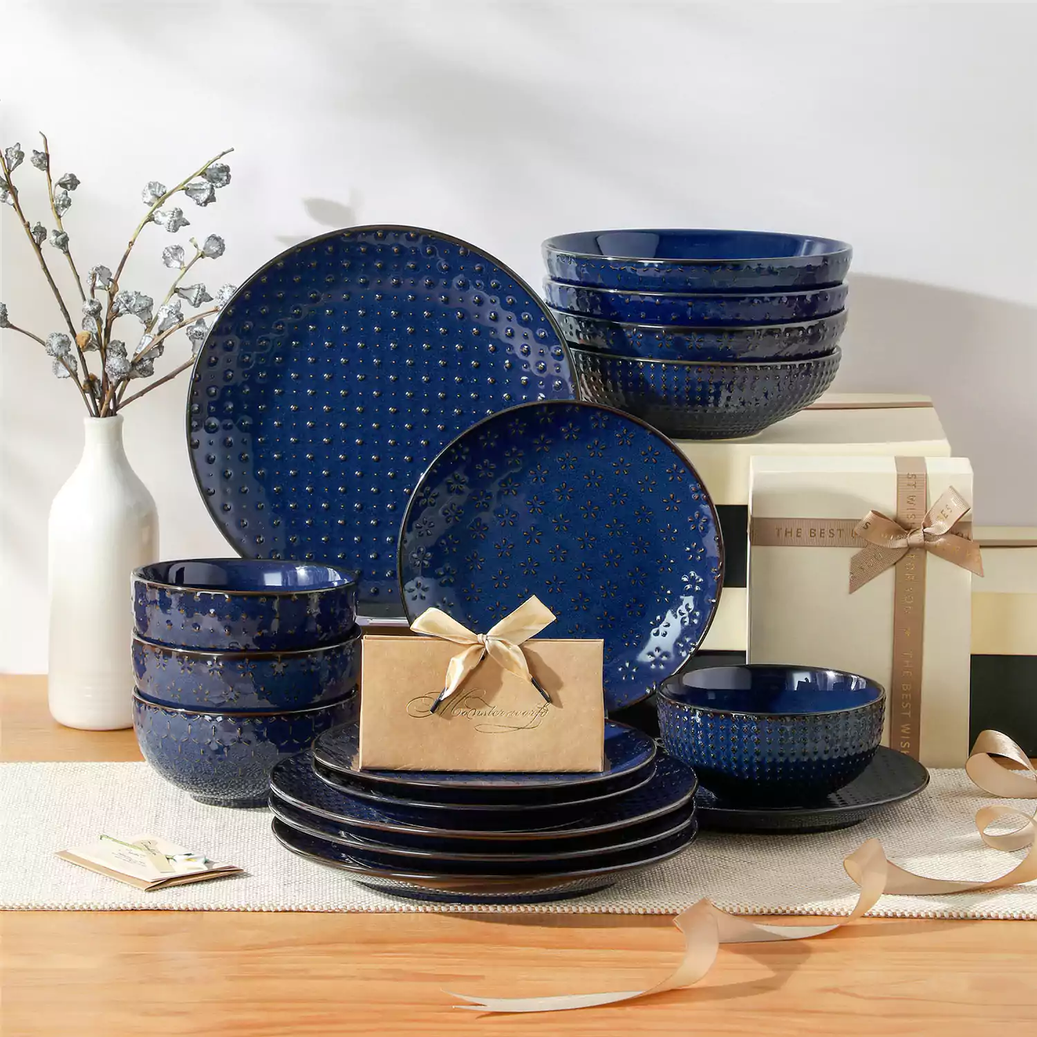 Lydia 16 Piece Starry Blue Dinnerware Set - Image 85