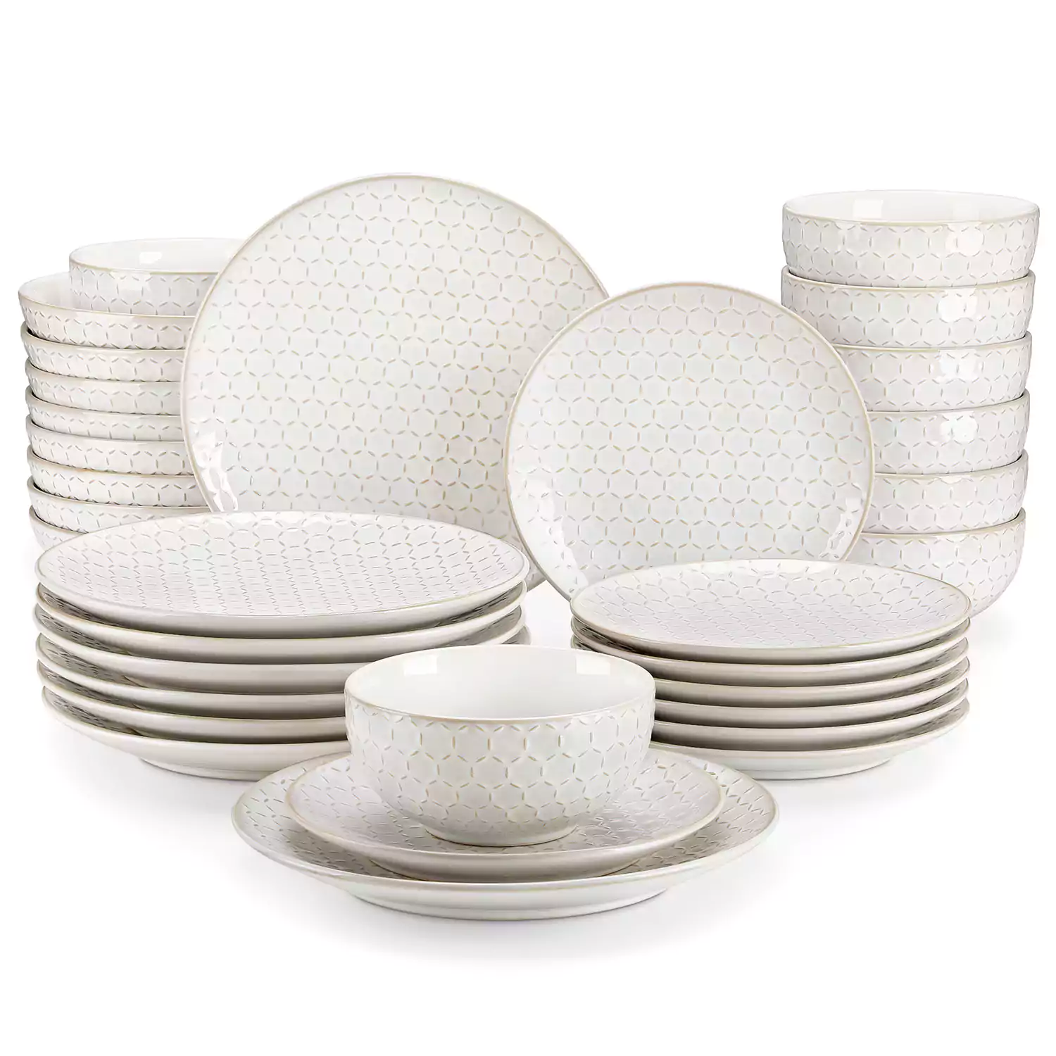 Lydia 32 Piece Antique White Dinnerware Set - Image 12