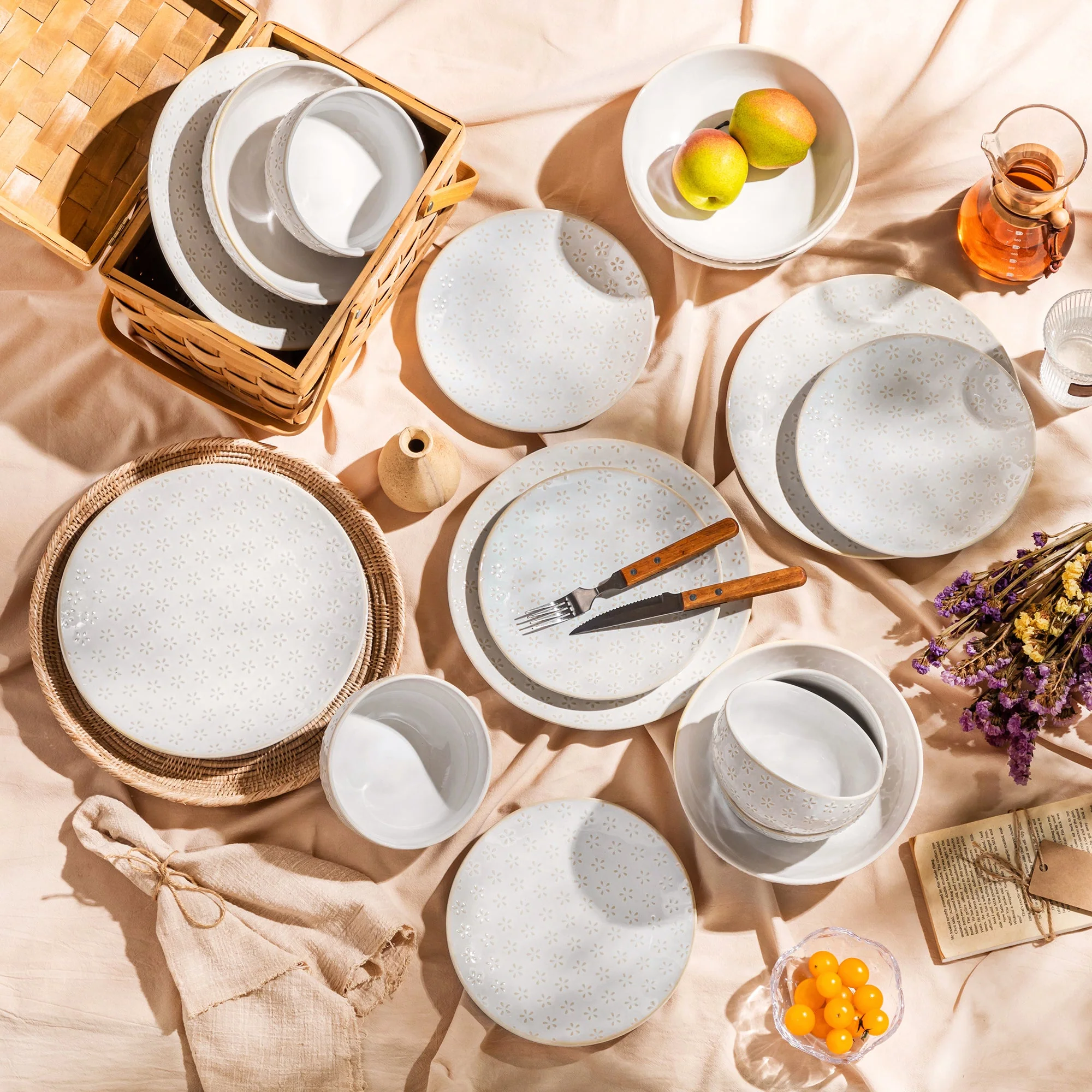 Lydia 32 Piece Antique White Dinnerware Set - Image 8
