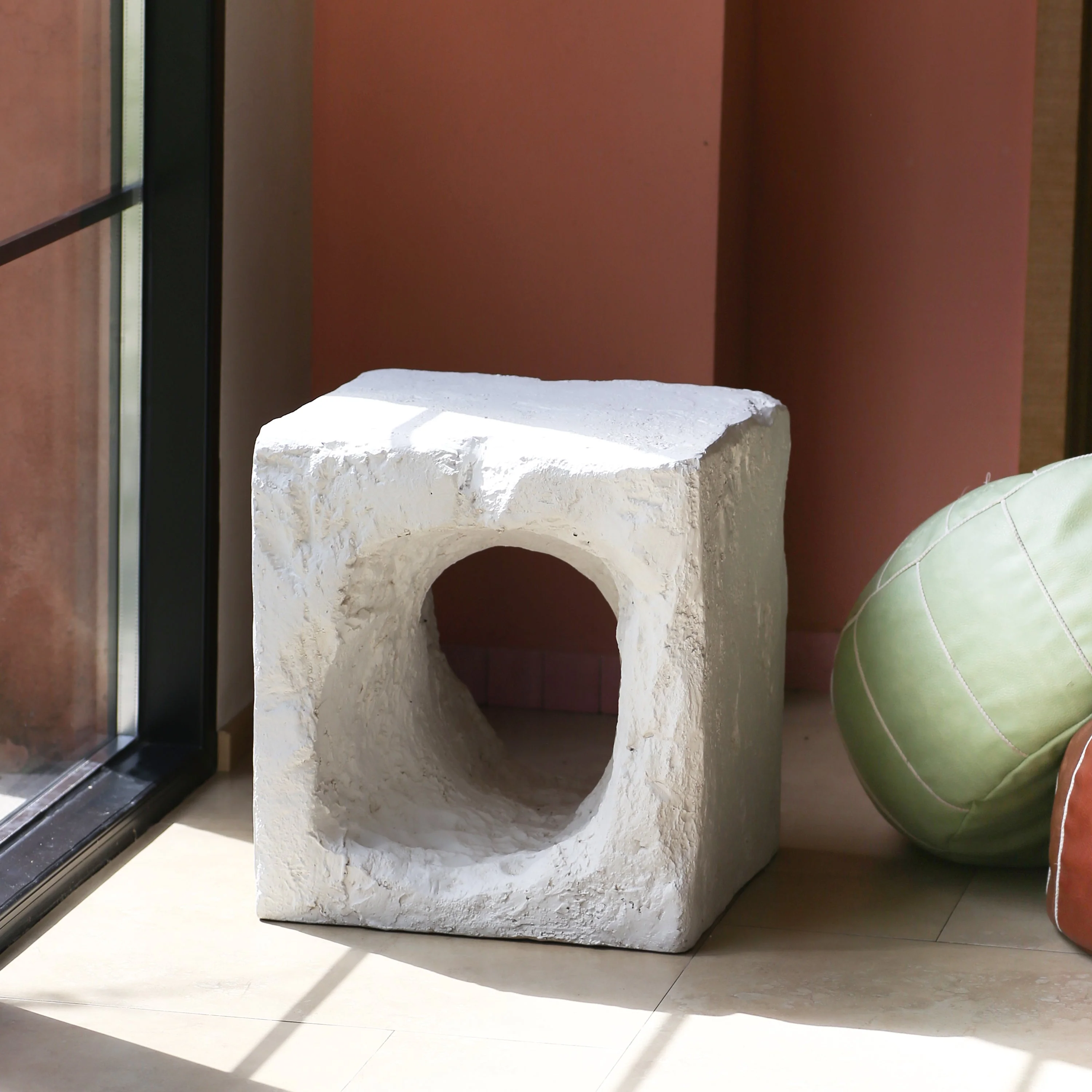 Lyra Outdoor Patio Karst Cave Inspired MGO Side Table White - Image 3