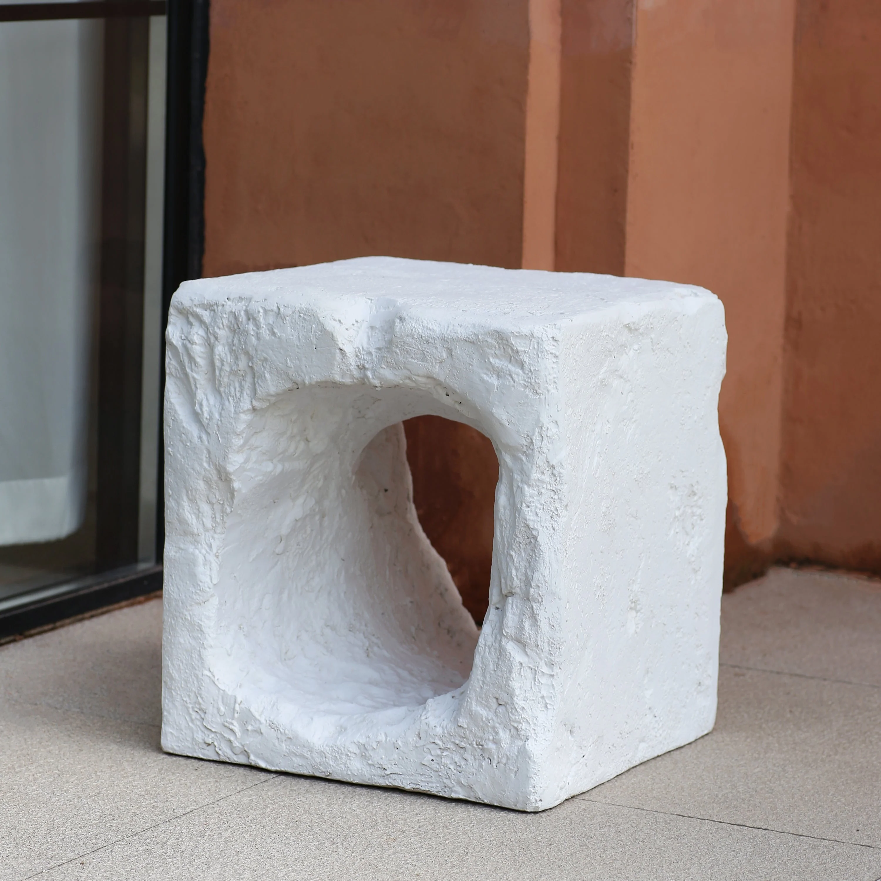 Lyra Outdoor Patio Karst Cave Inspired MGO Side Table White - Image 4