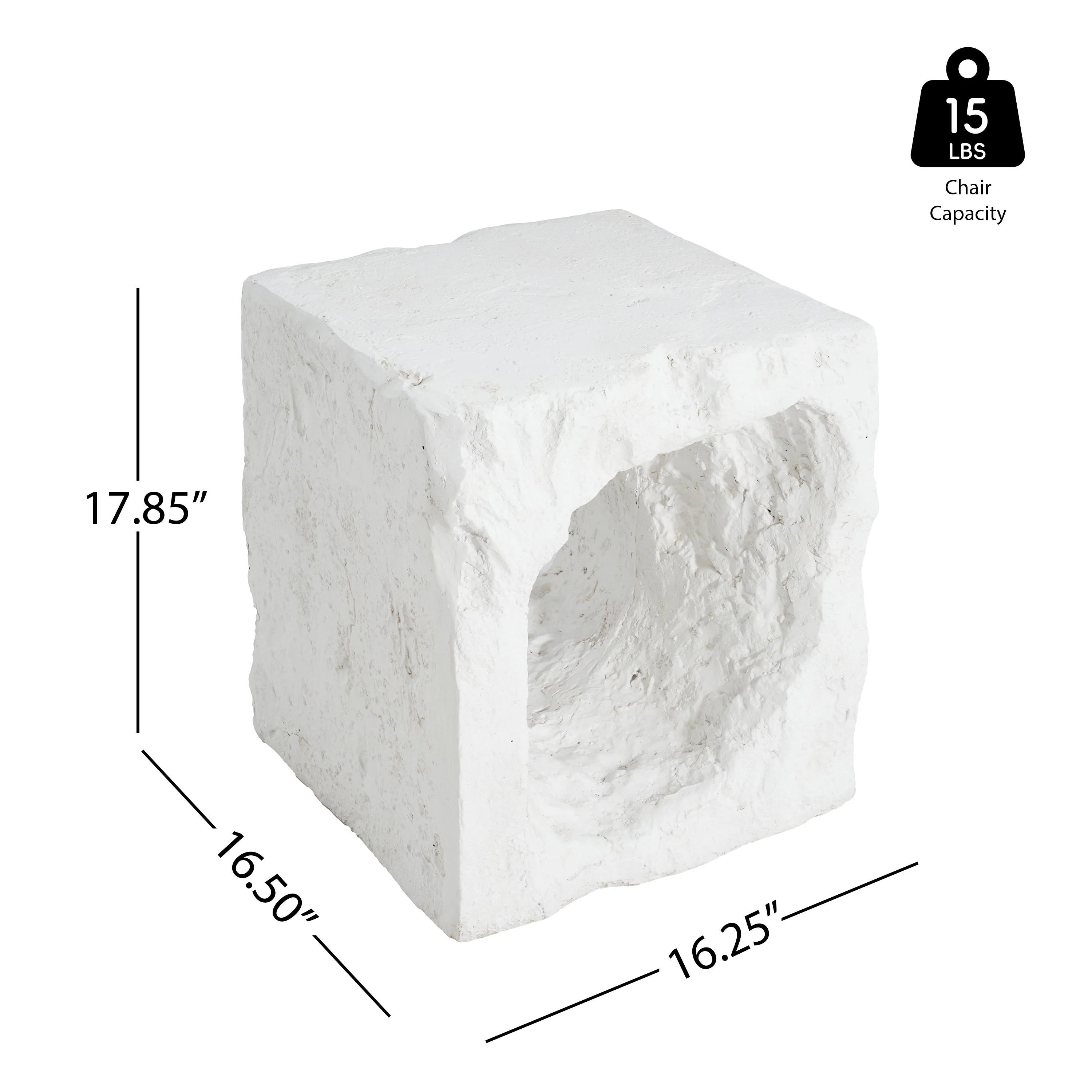 Lyra Outdoor Patio Karst Cave Inspired MGO Side Table White - Image 6