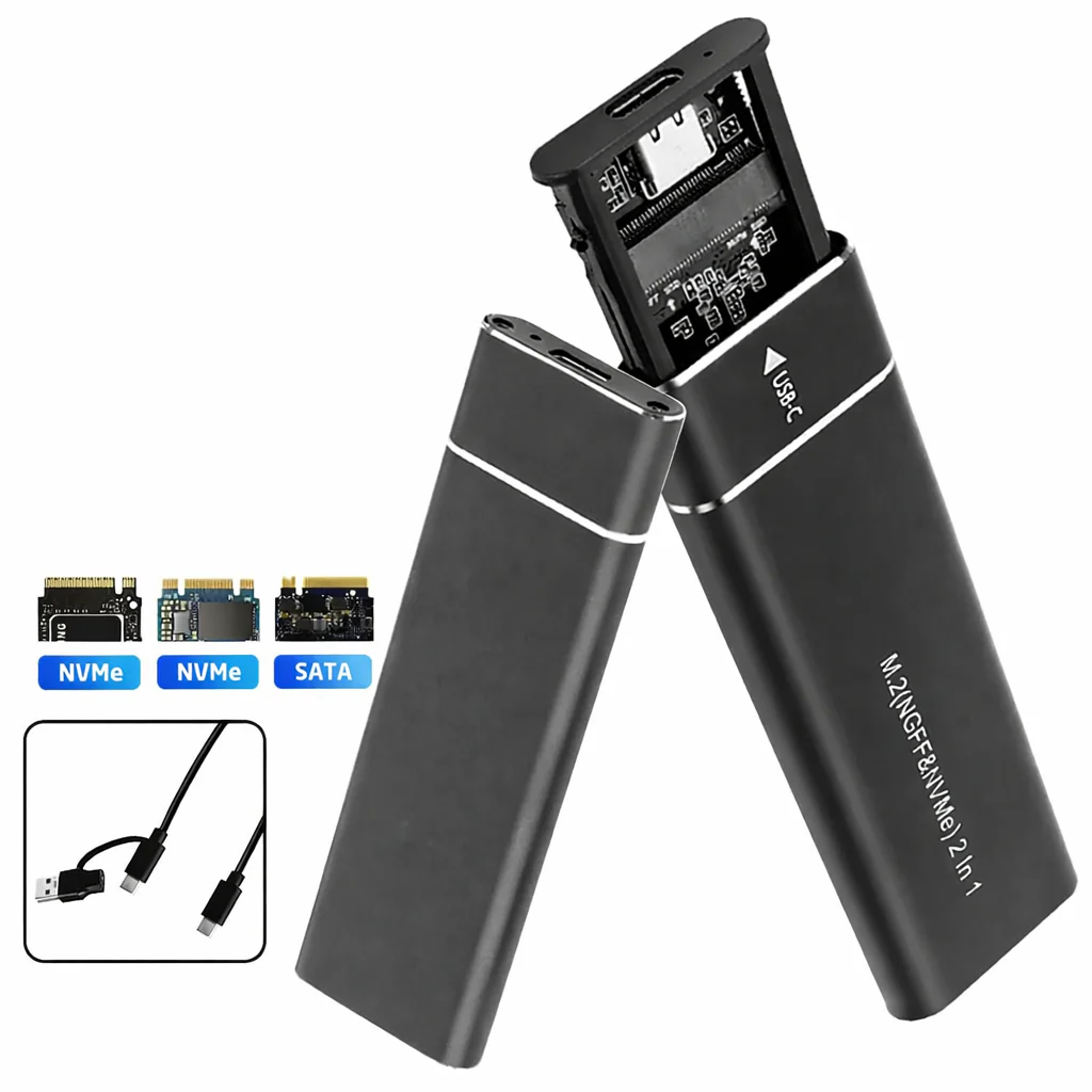 M.2 NVMe SATA SSD Enclosure USB 3.1 Type C Dual Protocol External Case - Image 3