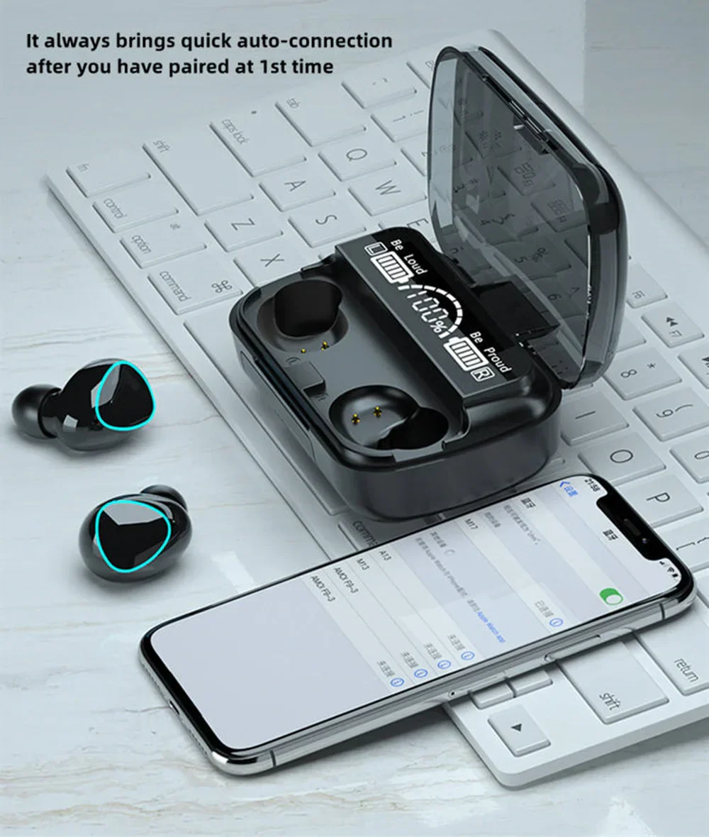 M10 Wireless Earbuds Bluetooth Headphones High-Quality Sound Sports Gaming Power Bank - Image 3