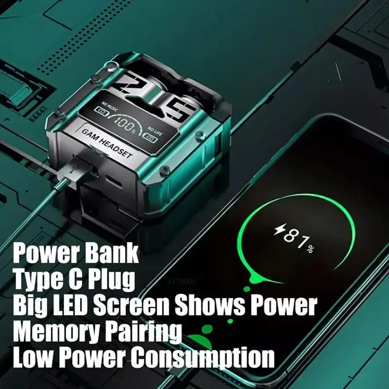 M25 TWS Bluetooth 5.3 Wireless Earbuds Touch Control LED Display Noise Cancelling - Image 2
