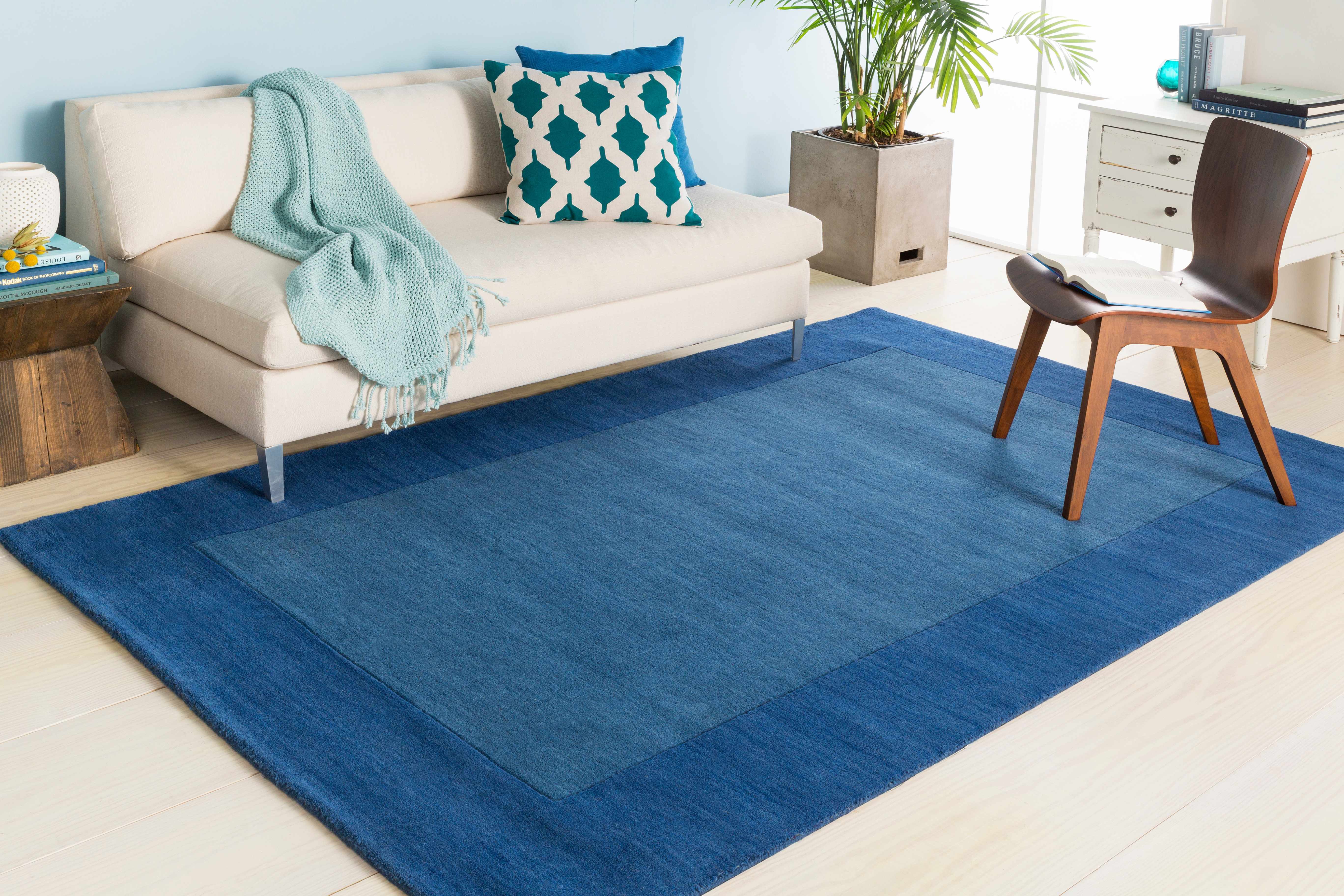 Macedon Blue Bordered Wool Rug - Image 17