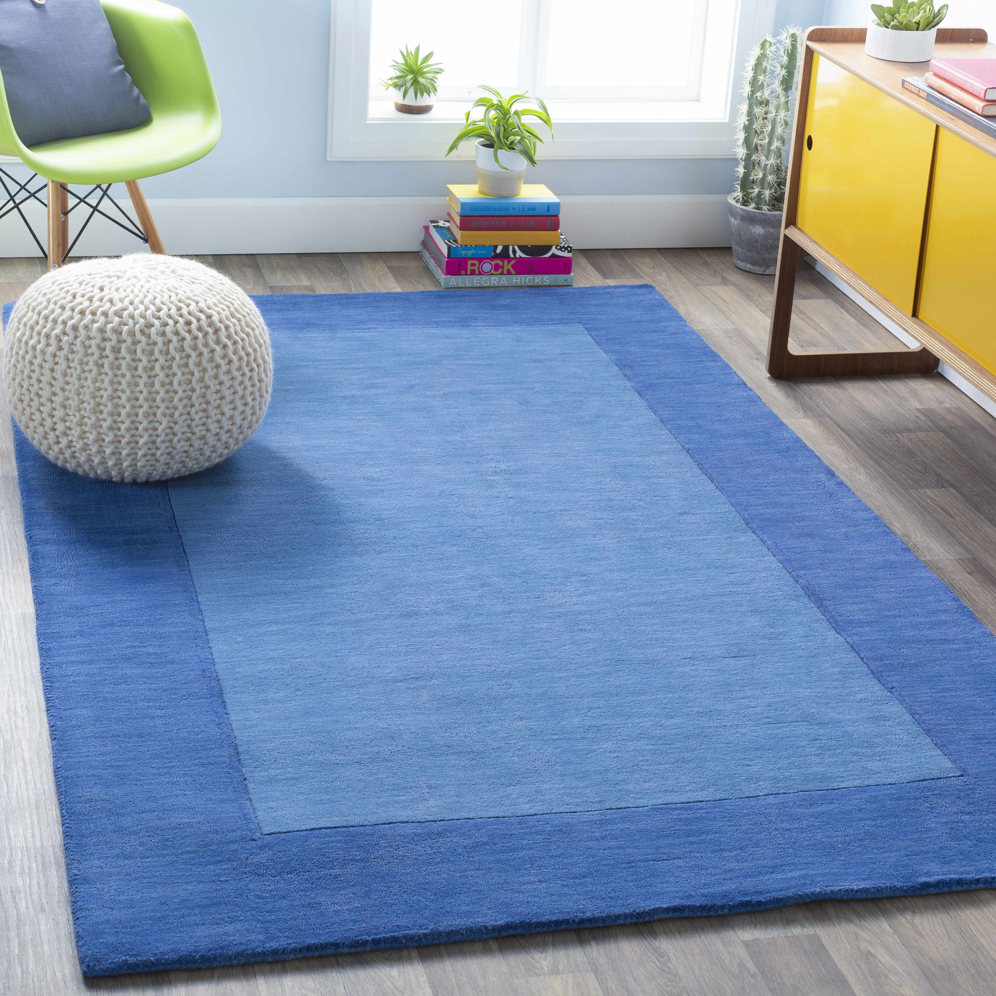 Macedon Blue Bordered Wool Rug - Image 2