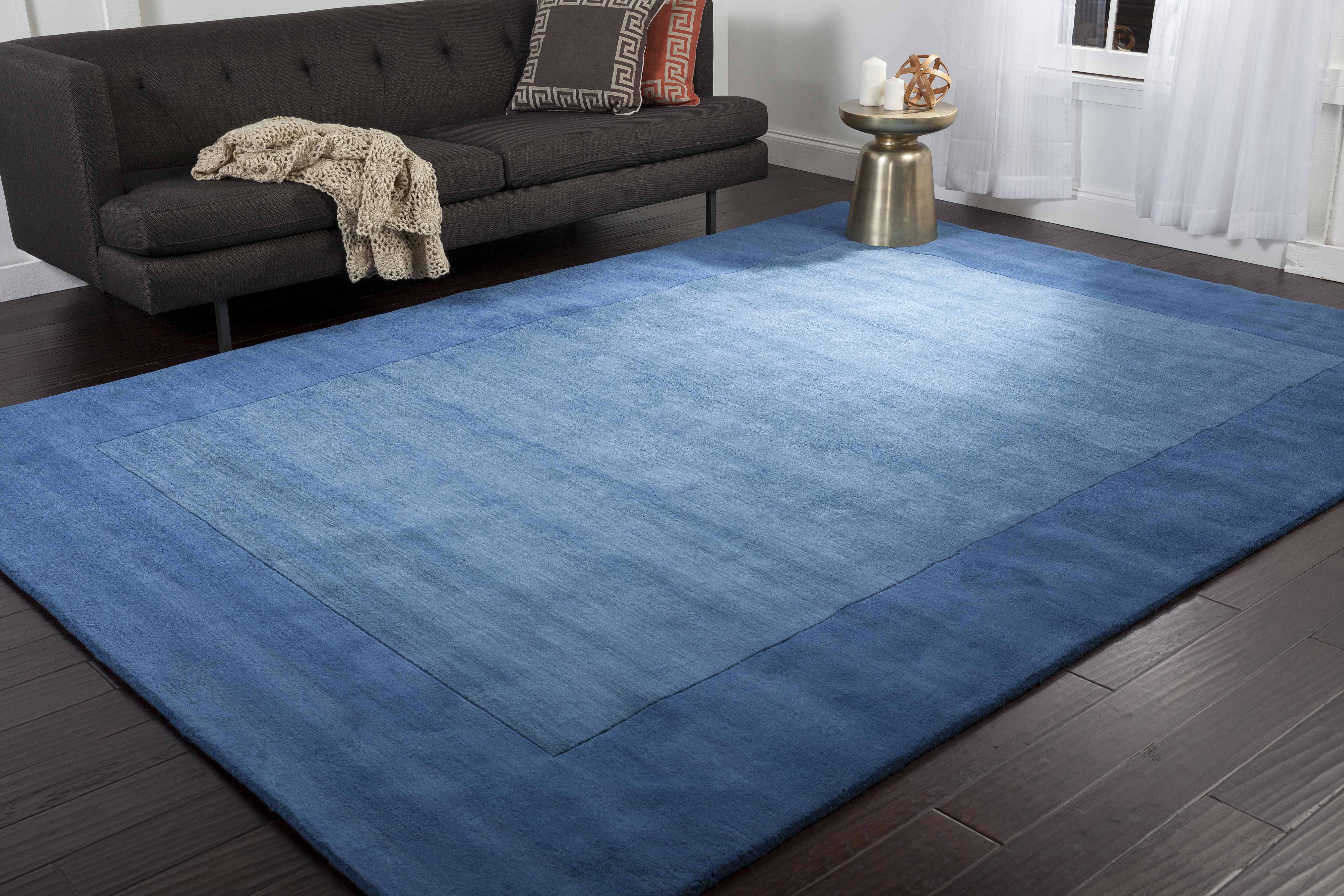 Macedon Blue Bordered Wool Rug - Image 6