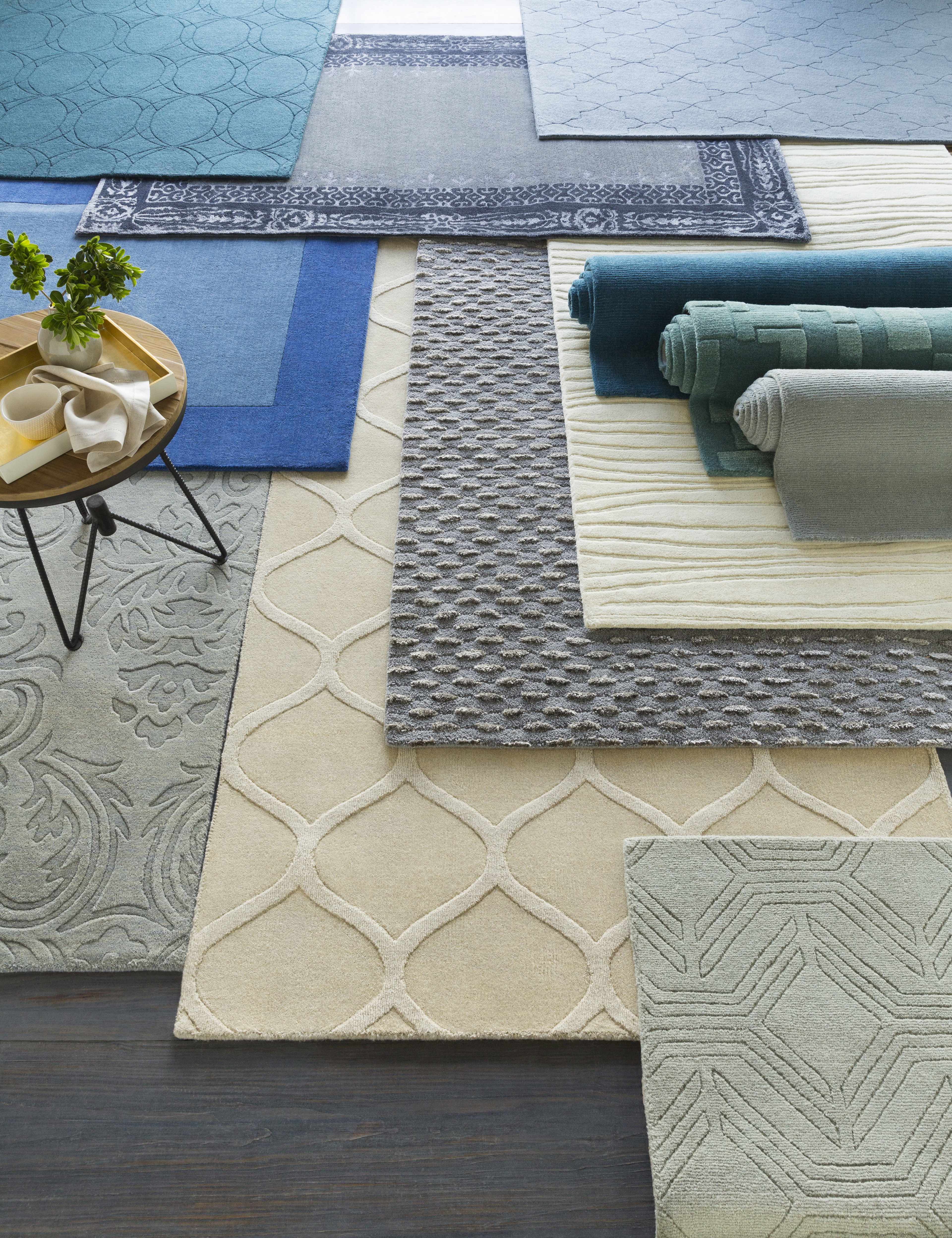 Macedon Blue Bordered Wool Rug - Image 7