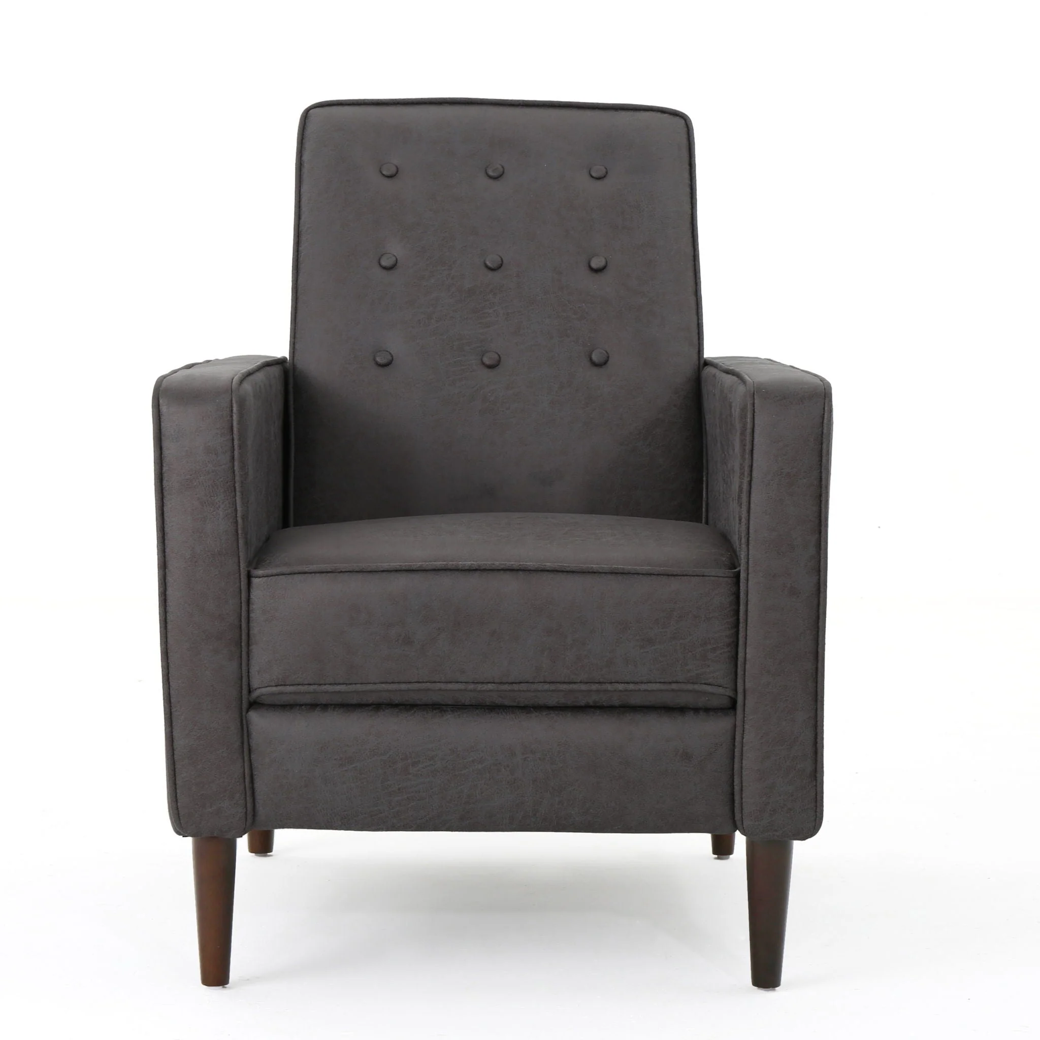 Macedonia Mid Century Modern Button Tufted Fabric Recliner - Slate