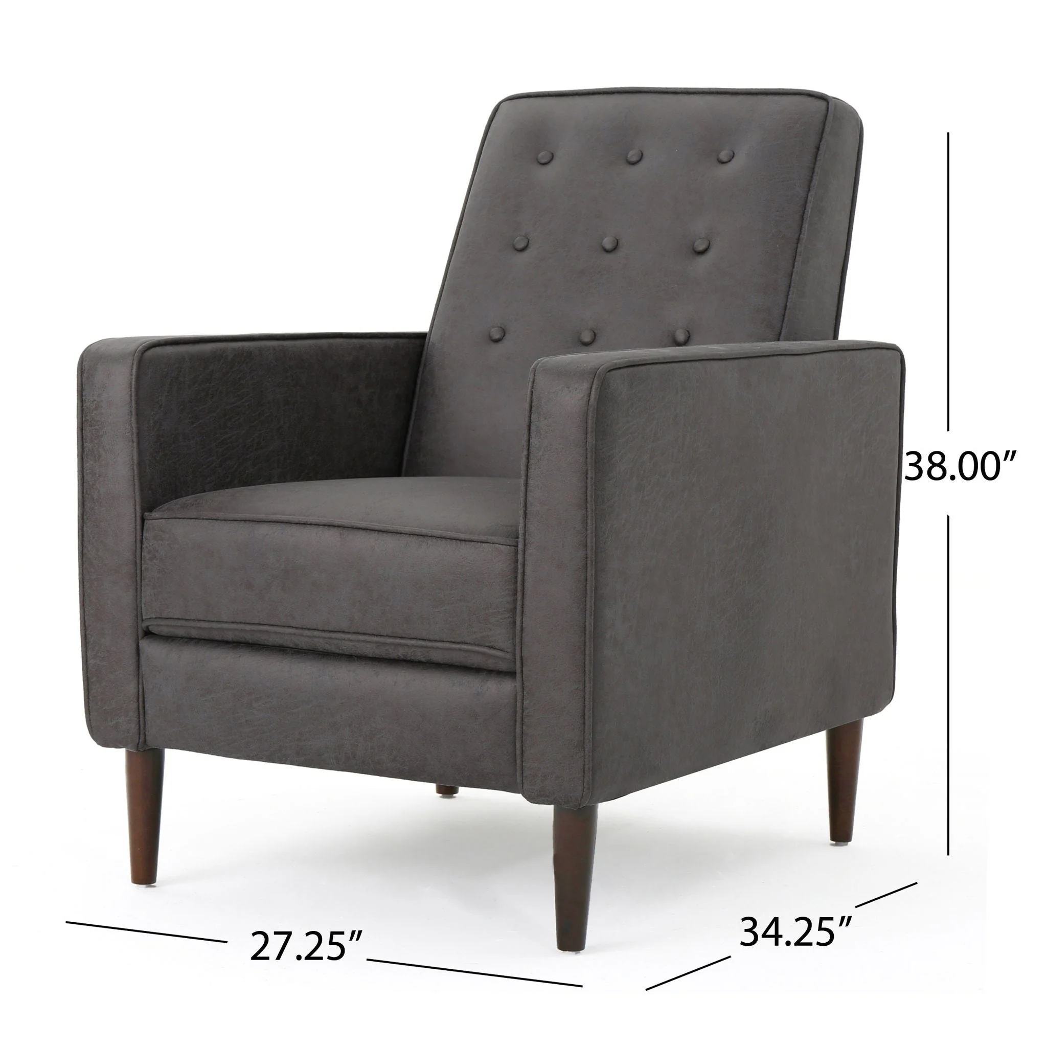 Macedonia Mid Century Modern Button Tufted Fabric Recliner - Slate - Image 2